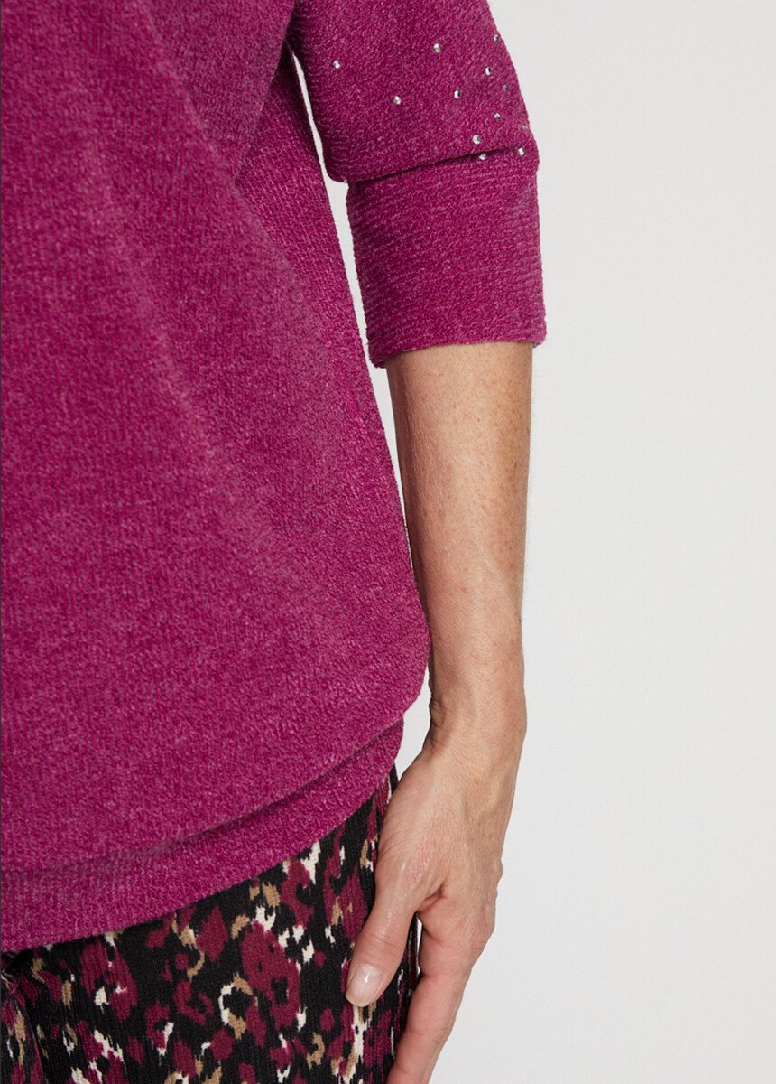 Maglia_Volume_T_con_maniche_3/4_a_kimono_Fuchsia_DE3_slim