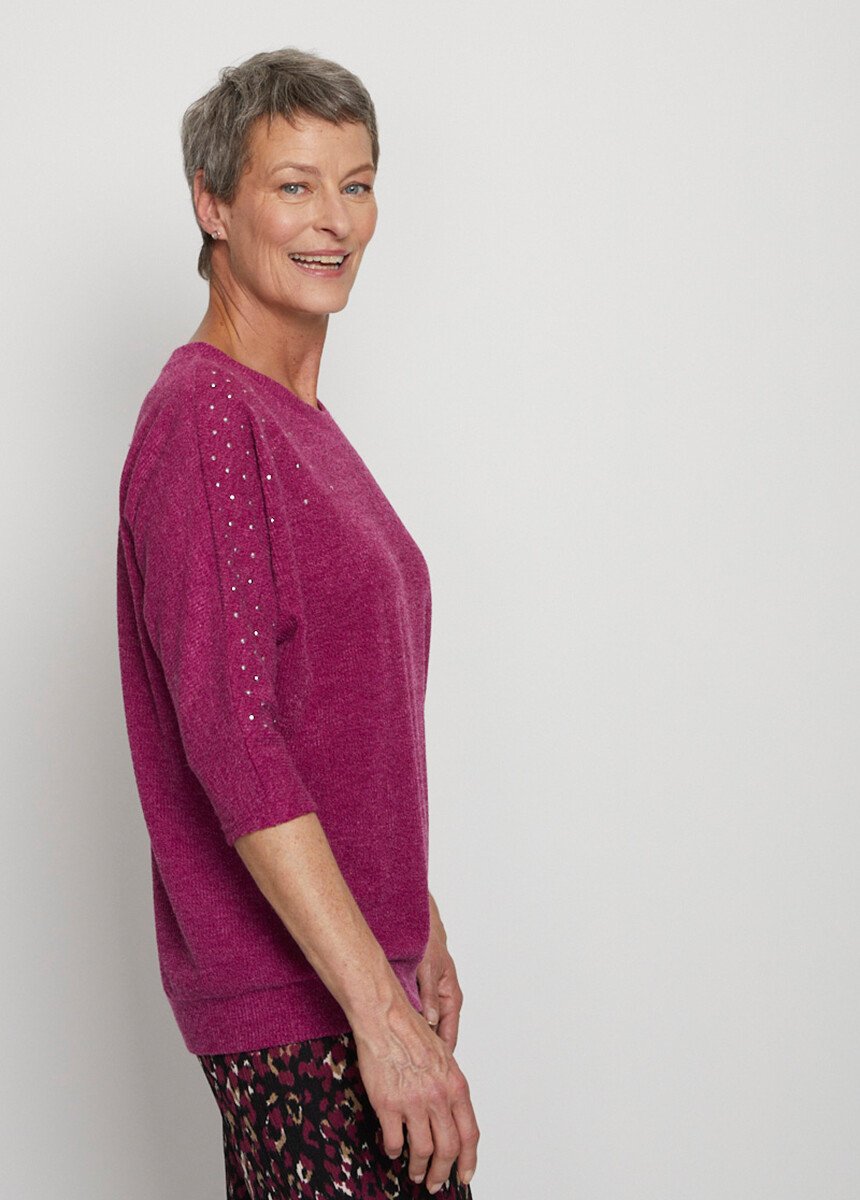 Maglia_Volume_T_con_maniche_3/4_a_kimono_Fuchsia_DR1_slim