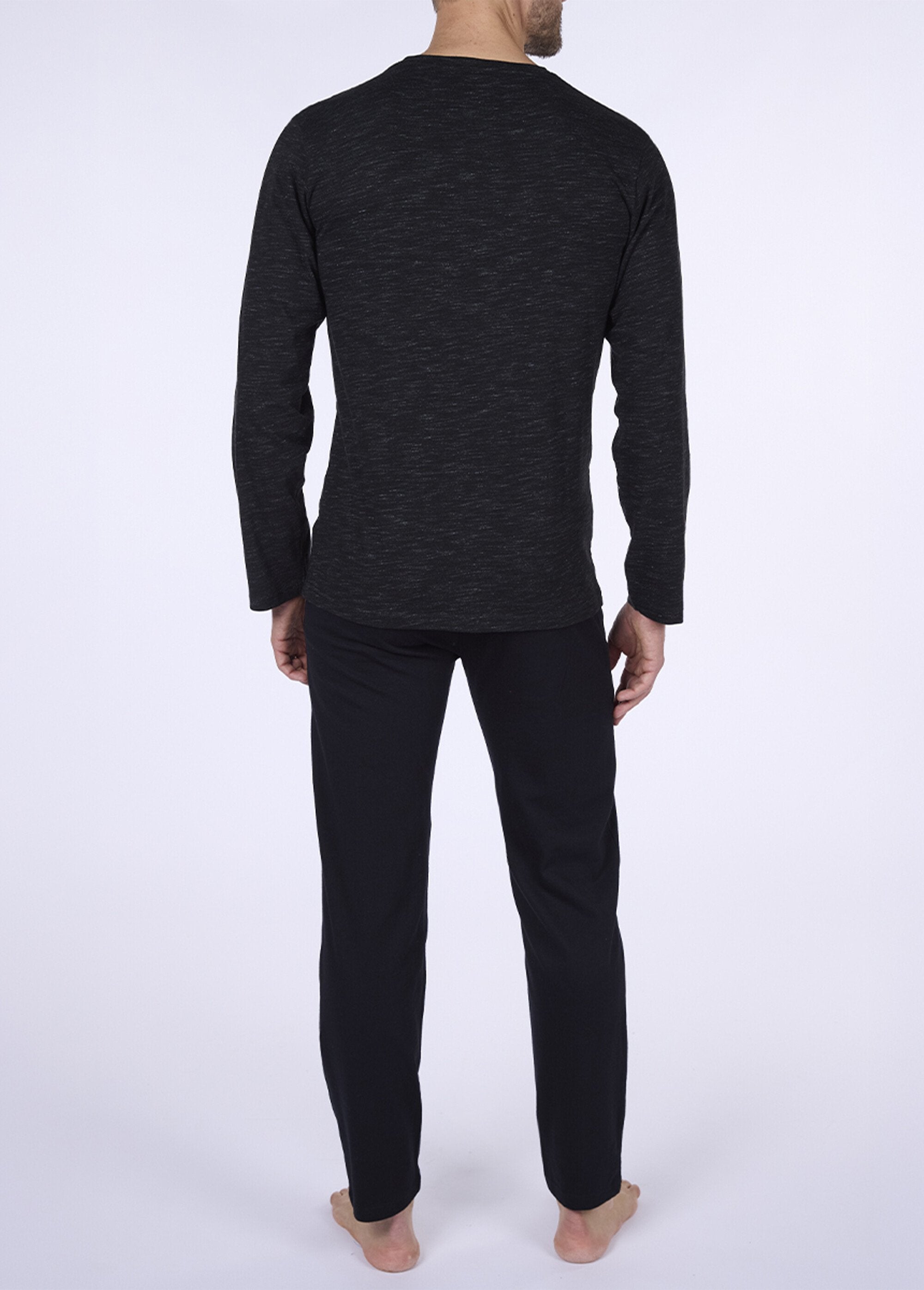 Pigiama_2_pezzi,_maniche_lunghe,_screziato_Gris_chine_DO1_slim