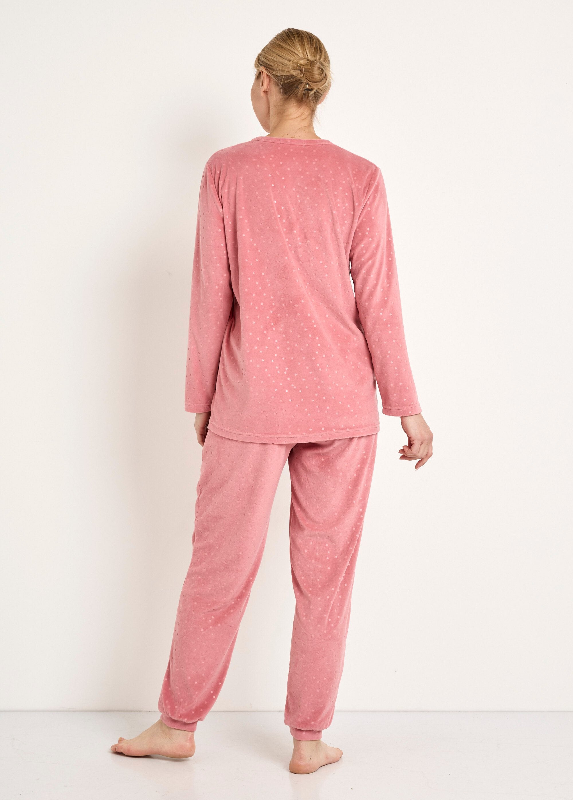 Pantaloni_del_pigiama_collo_rotondo_velluto_a_pois_in_rilievo_Rose_DO1_slim