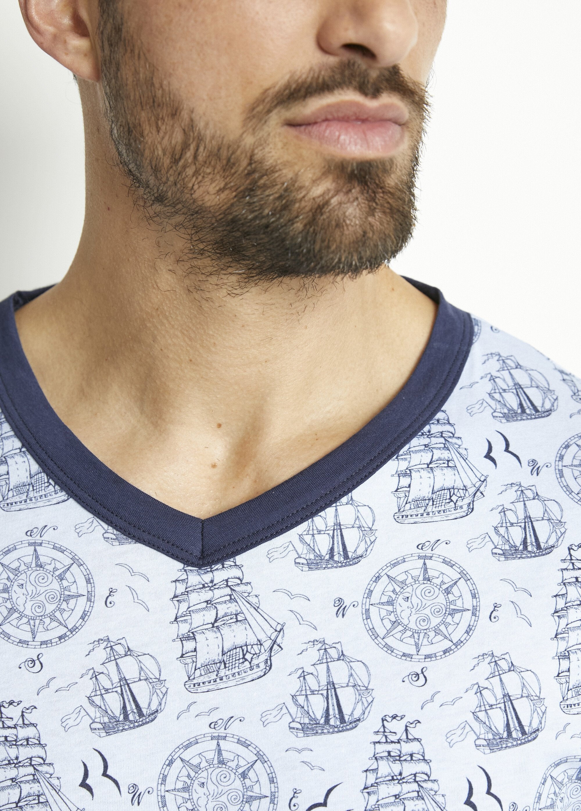 Pigiama_corto_con_scollo_a_V_in_jersey_di_cotone_Bleu_et_marine_DE2_slim