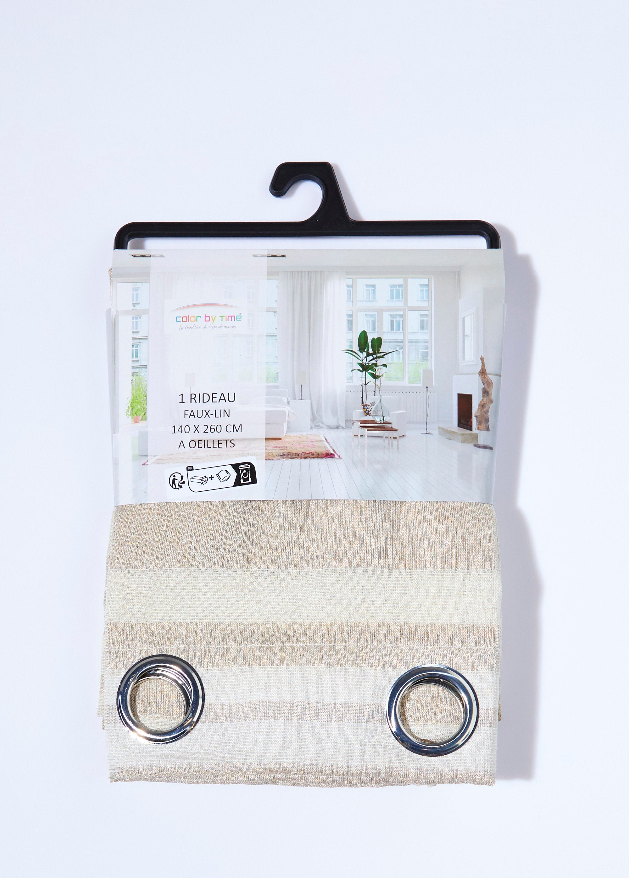 Tenda_a_1_pannello,_a_righe_chiare_e_lucide_Raye_beige_DE2_slim