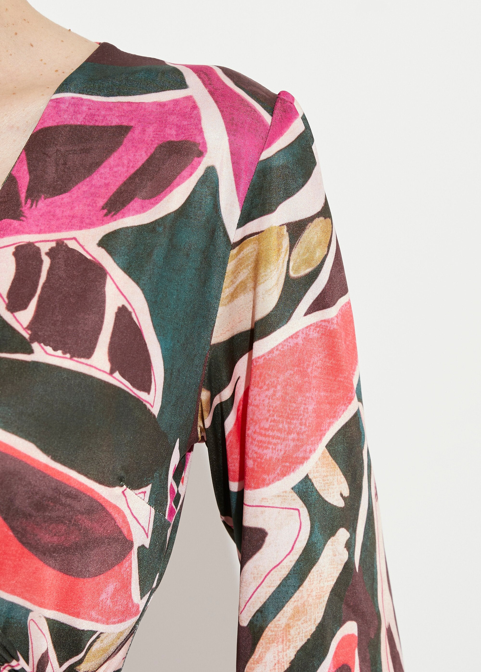 Abito_corto_e_svasato_con_maniche_a_3/4_Multicolore_DE2_slim