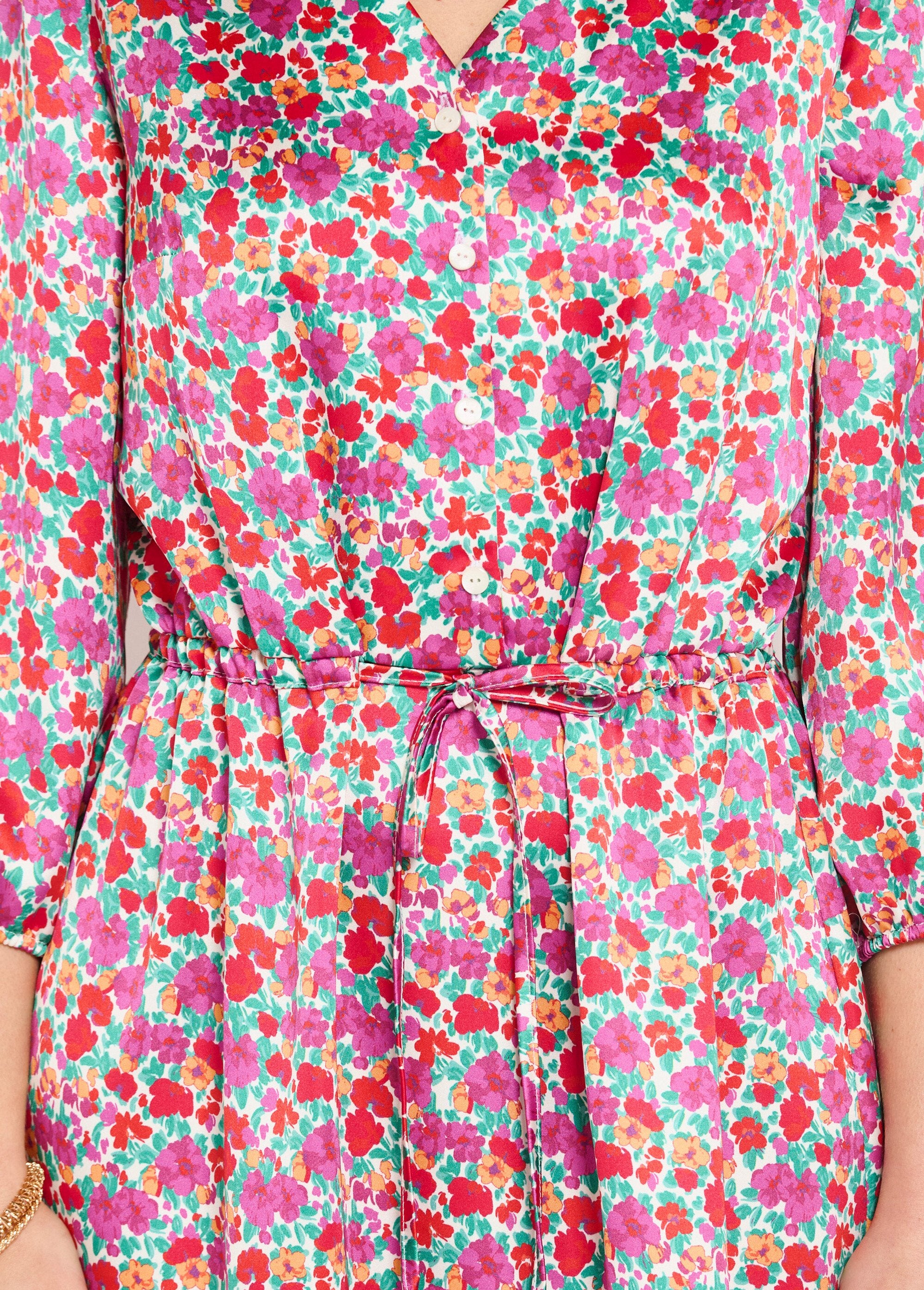 Abito_corto_svasato_in_raso_floreale_con_scollo_a_V_e_chiusura_a_bottoni_Multicolore_DE2_slim