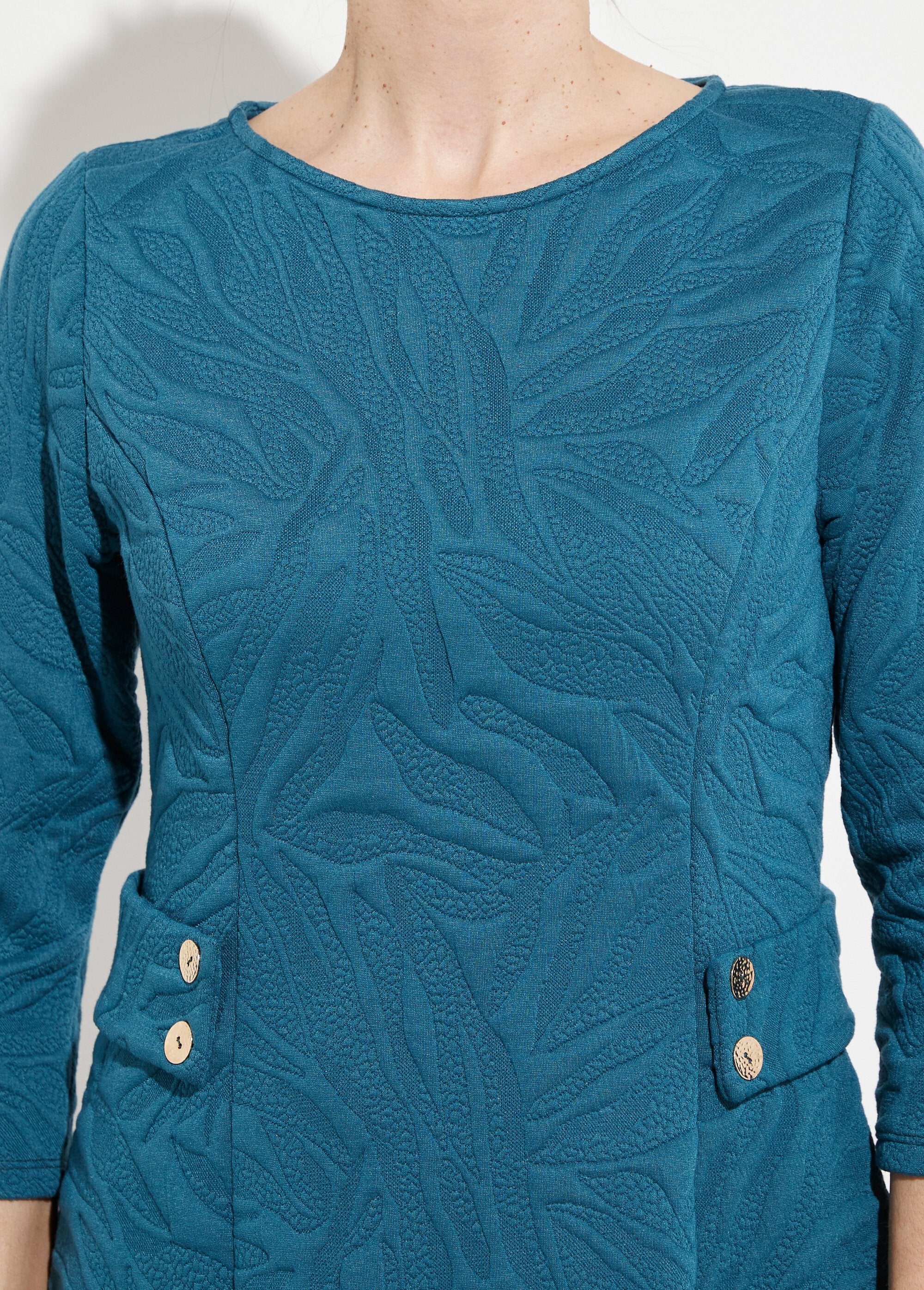 Abito_corto_sagomato_in_Jacquard_in_rilievo_Bleu_canard_DE2_slim