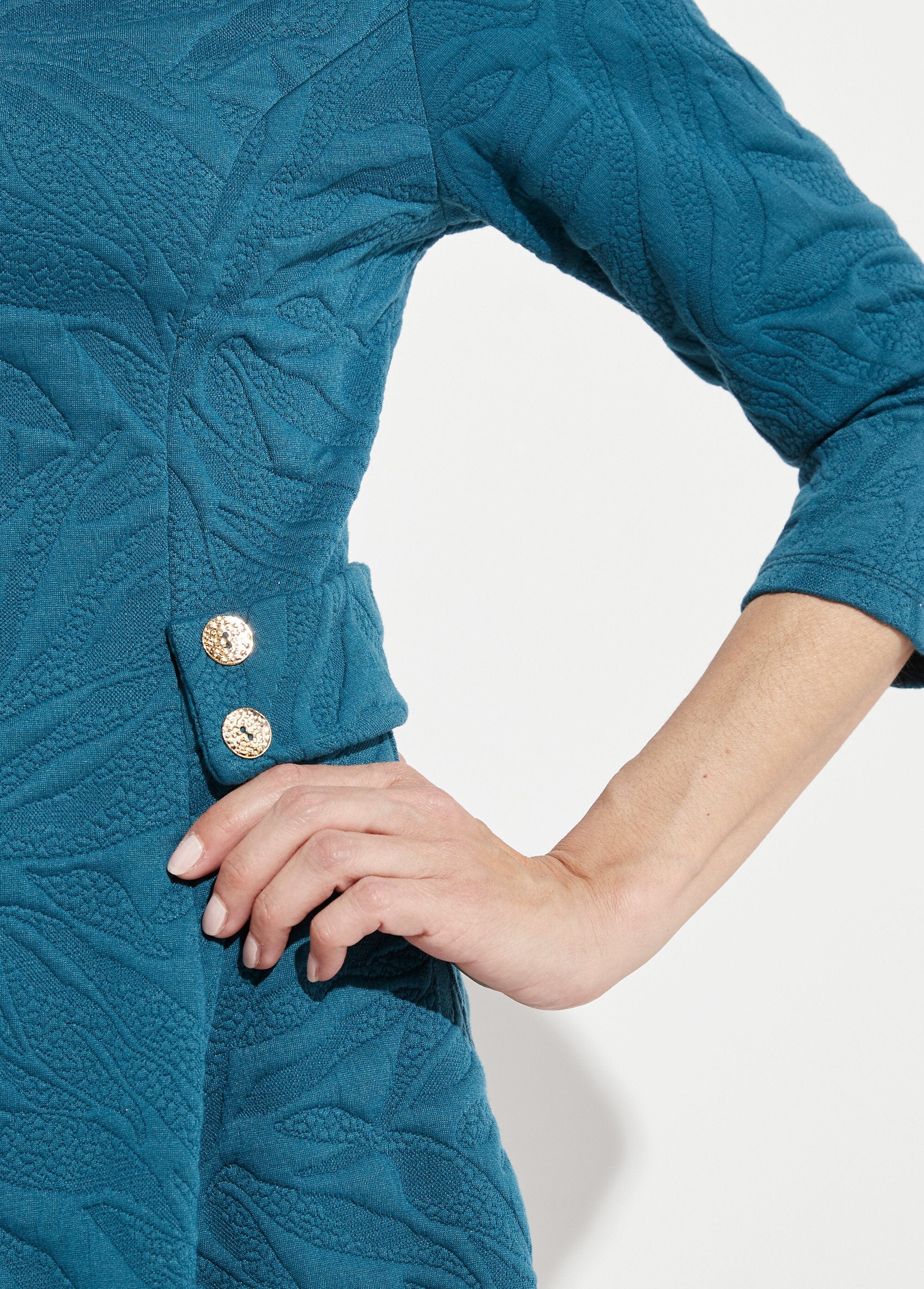 Abito_corto_sagomato_in_Jacquard_in_rilievo_Bleu_canard_DE3_slim