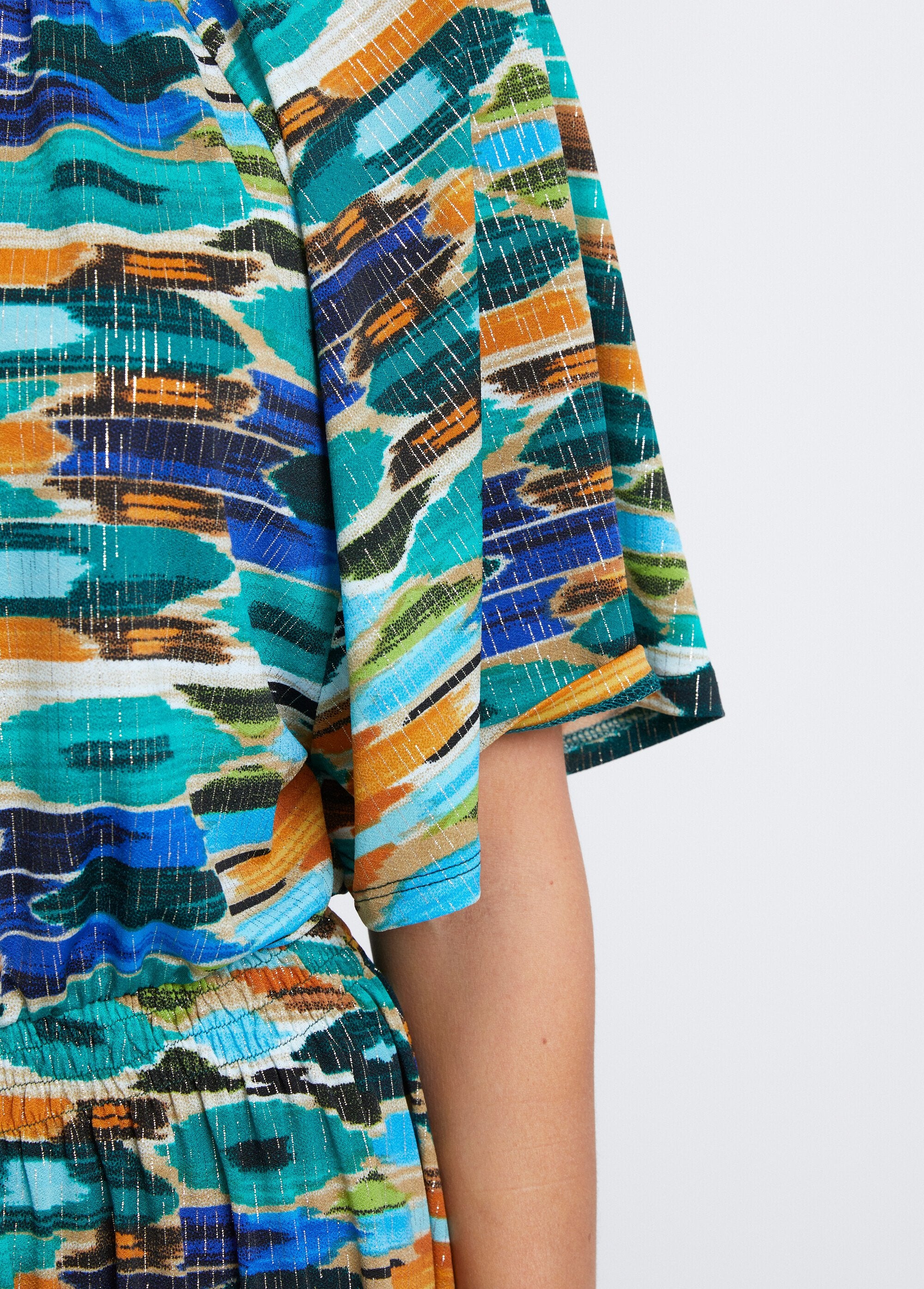 Abito_corto_svasato_con_smock_Vert_et_ocre_DE2_slim