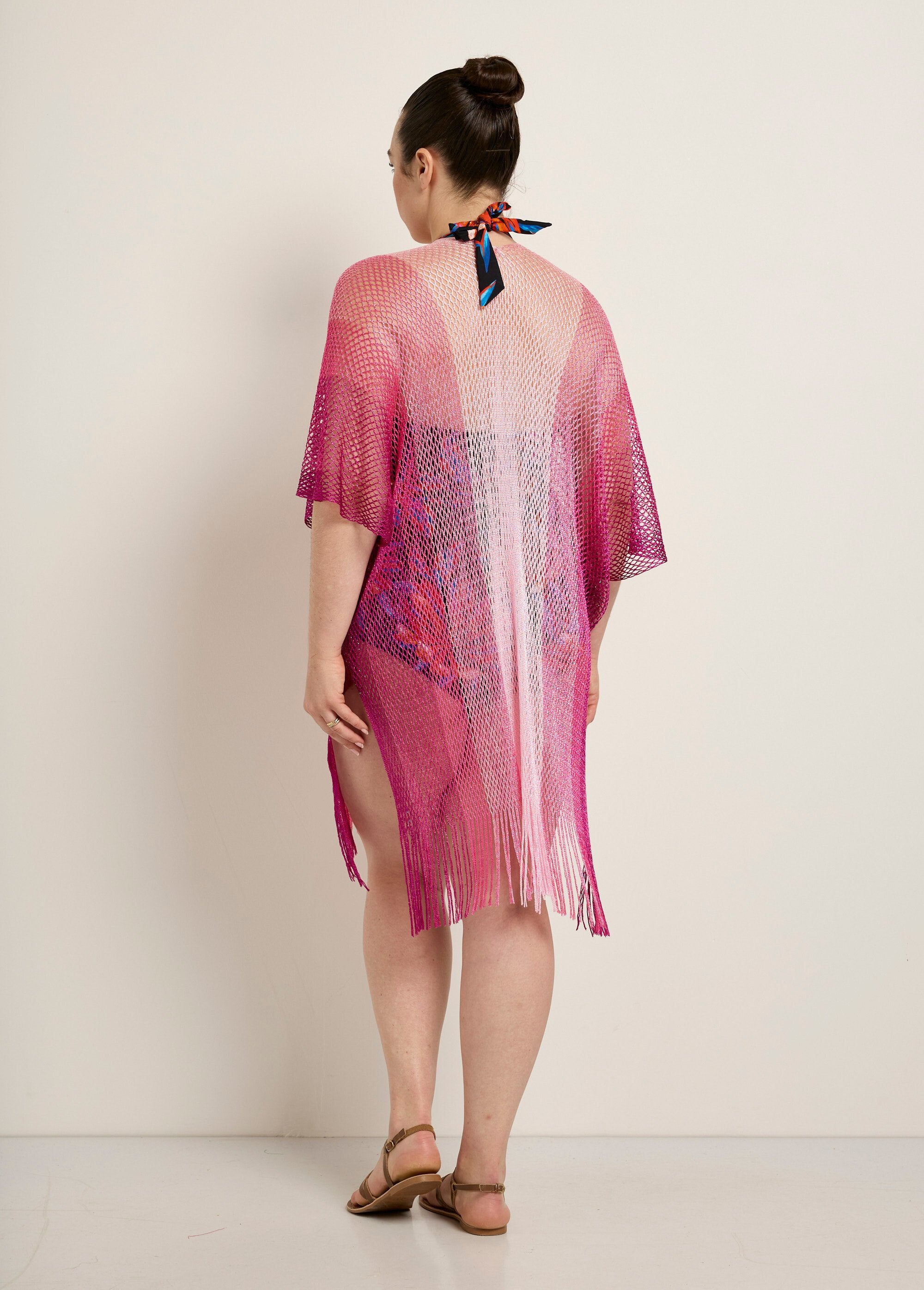 Abito_da_spiaggia_in_maglia_multicolore_Fuchsia_DO1_curvy