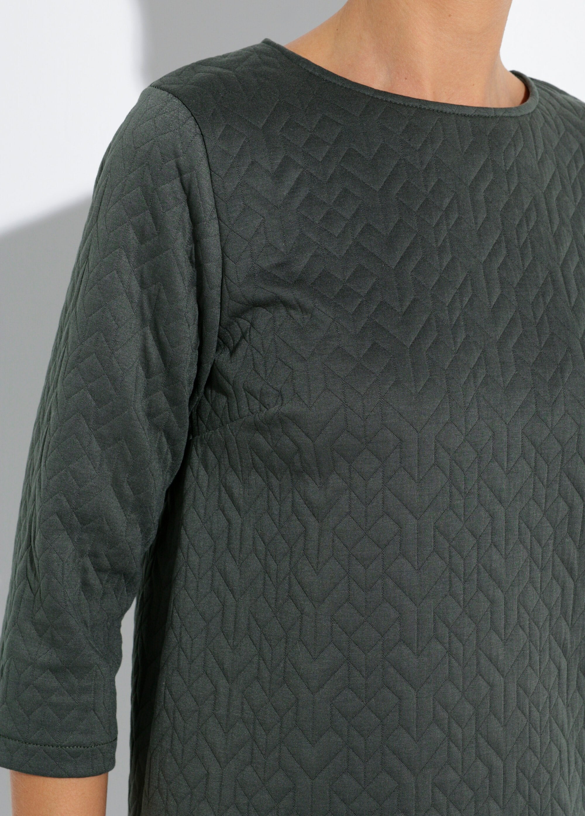 Abito_in_maglia_con_maniche_a_3/4_con_motivo_origami_Kaki_DE1_slim