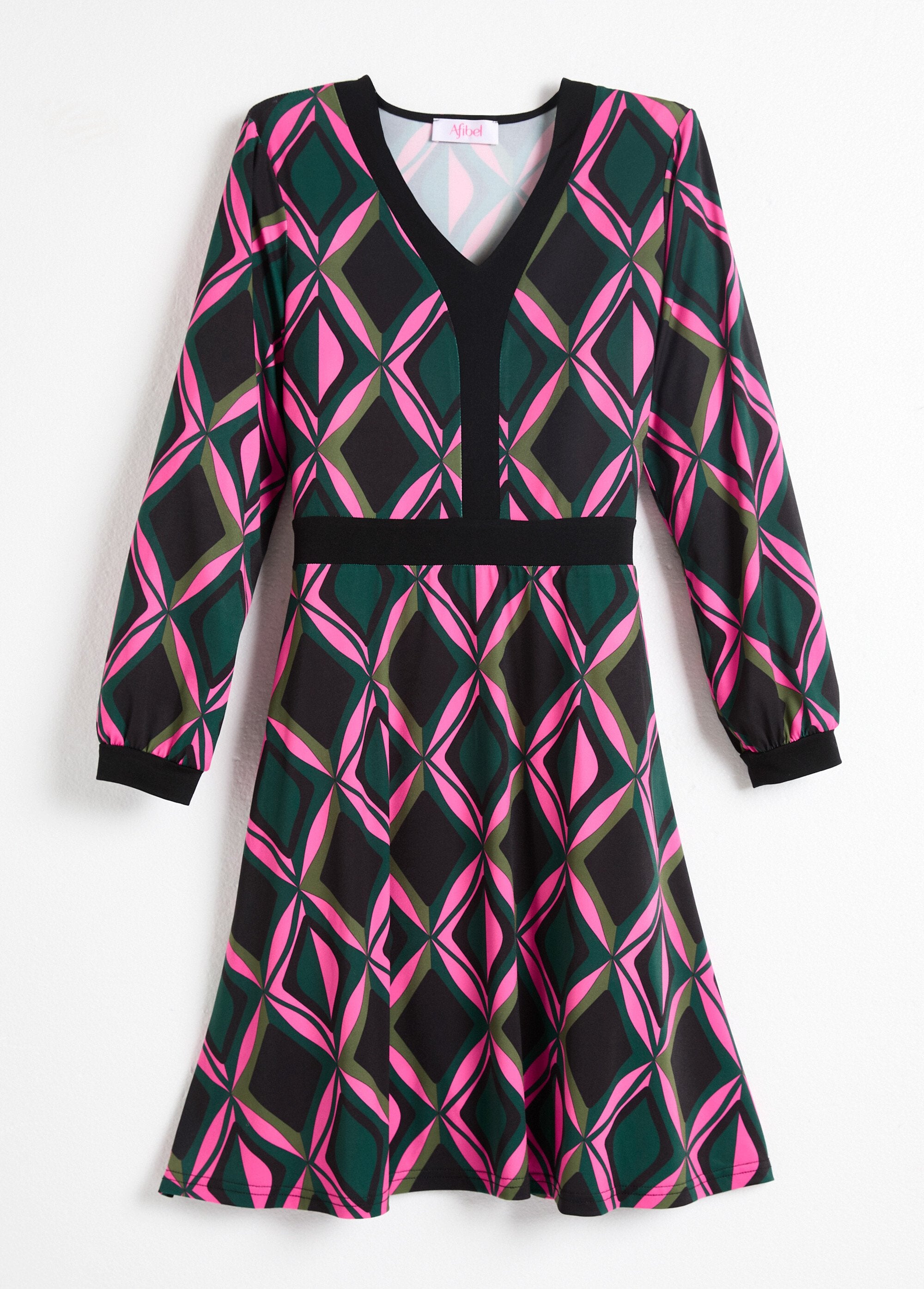 Abito_corto_svasato_con_scollo_a_V_Rose_et_vert_AP1_slim