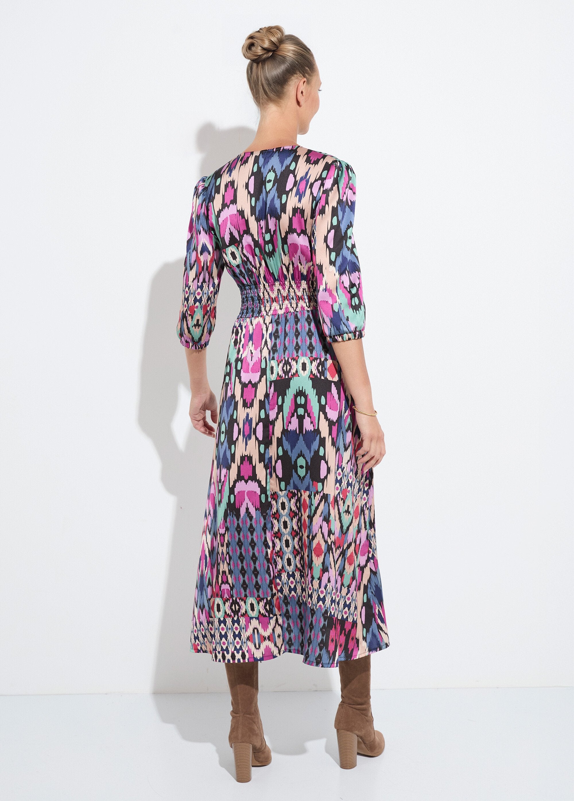 Maxi_abito_in_raso_con_stampa_etnica_a_manica_3/4_Multicolore_DO1_slim