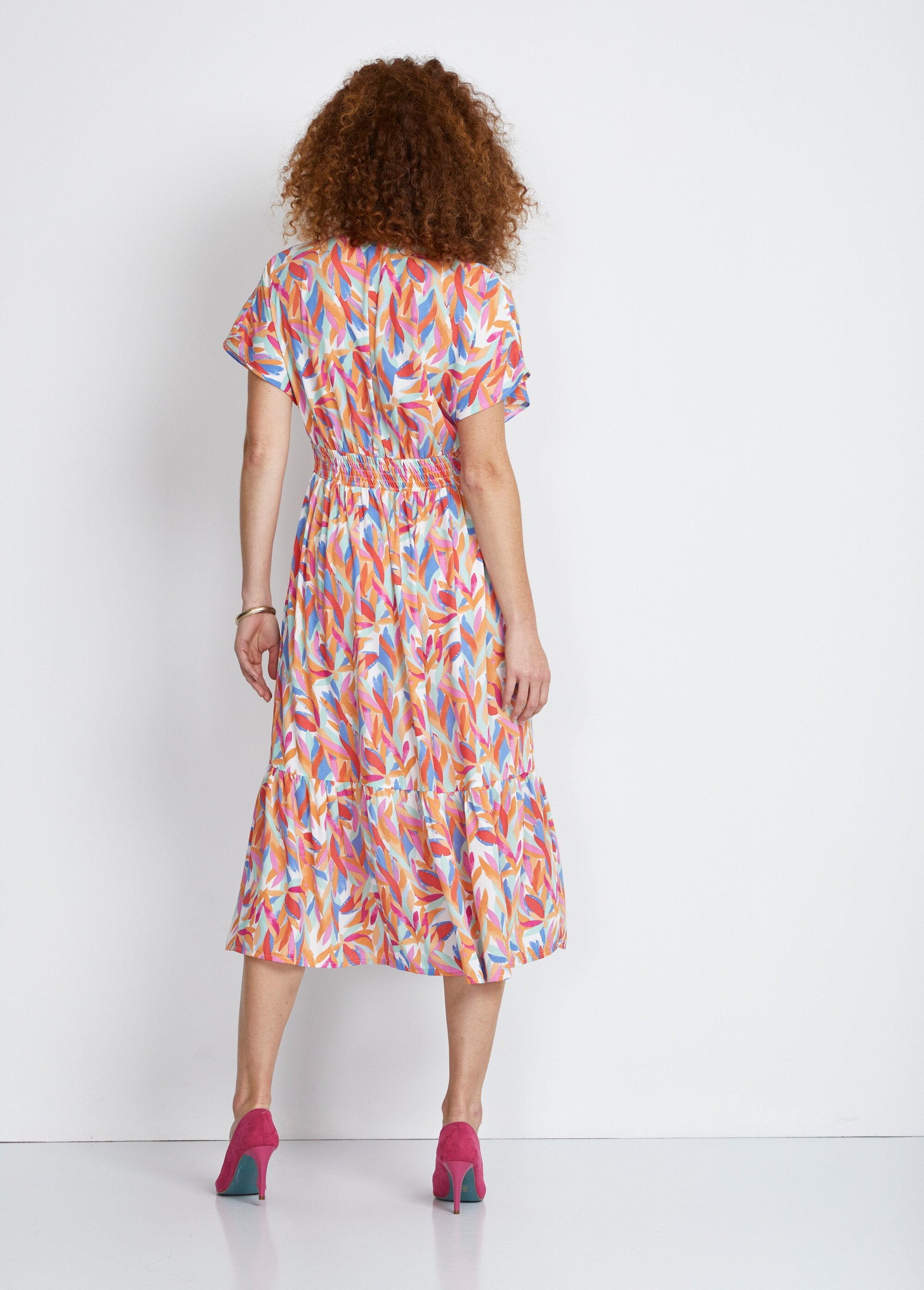 Abito_lungo_con_volant_e_schiena_smockata_Orange_et_bleu_DO1_slim