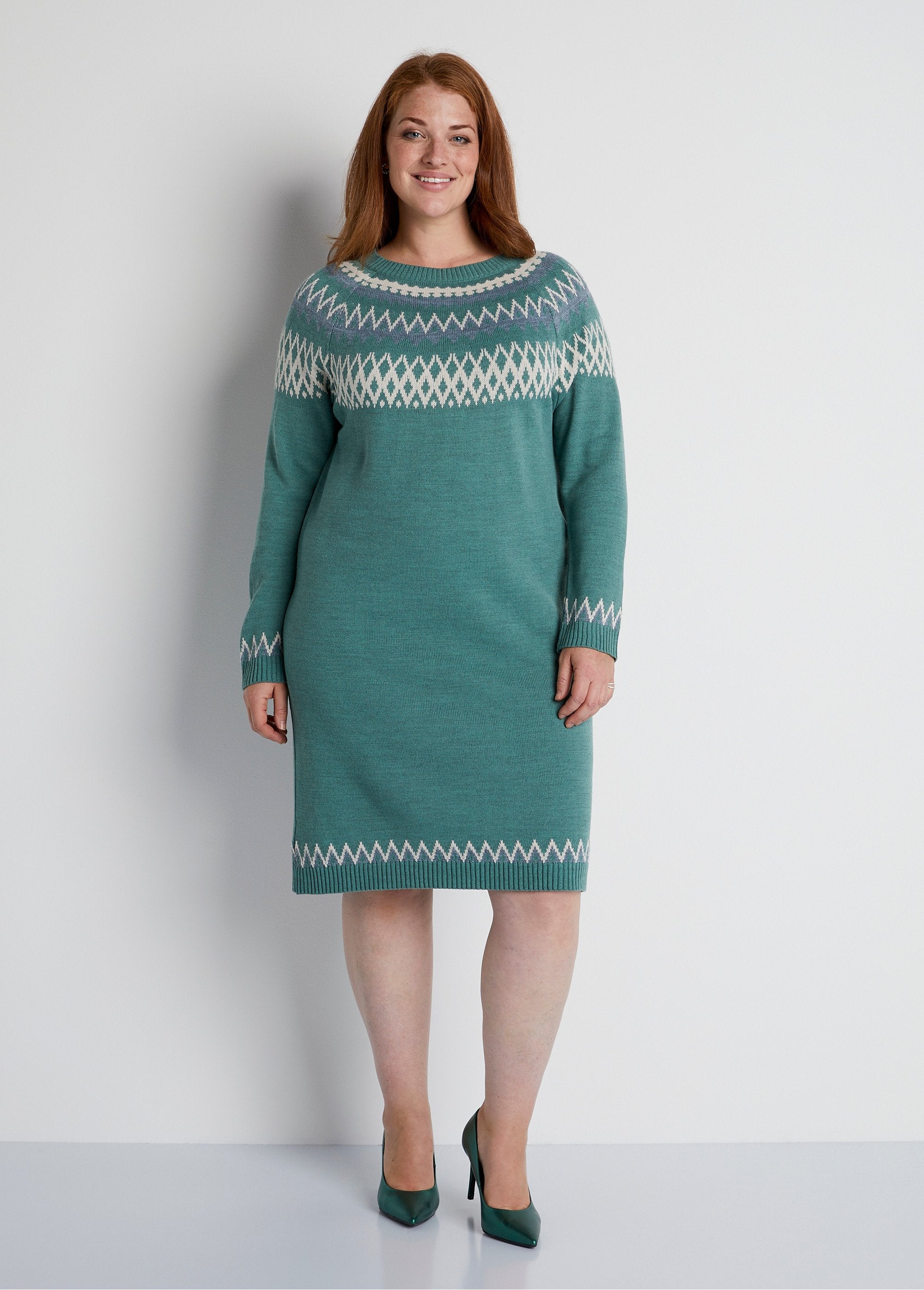 Abito_corto_da_sole_in_jacquard_Jacquard_verde_FA1_curvy