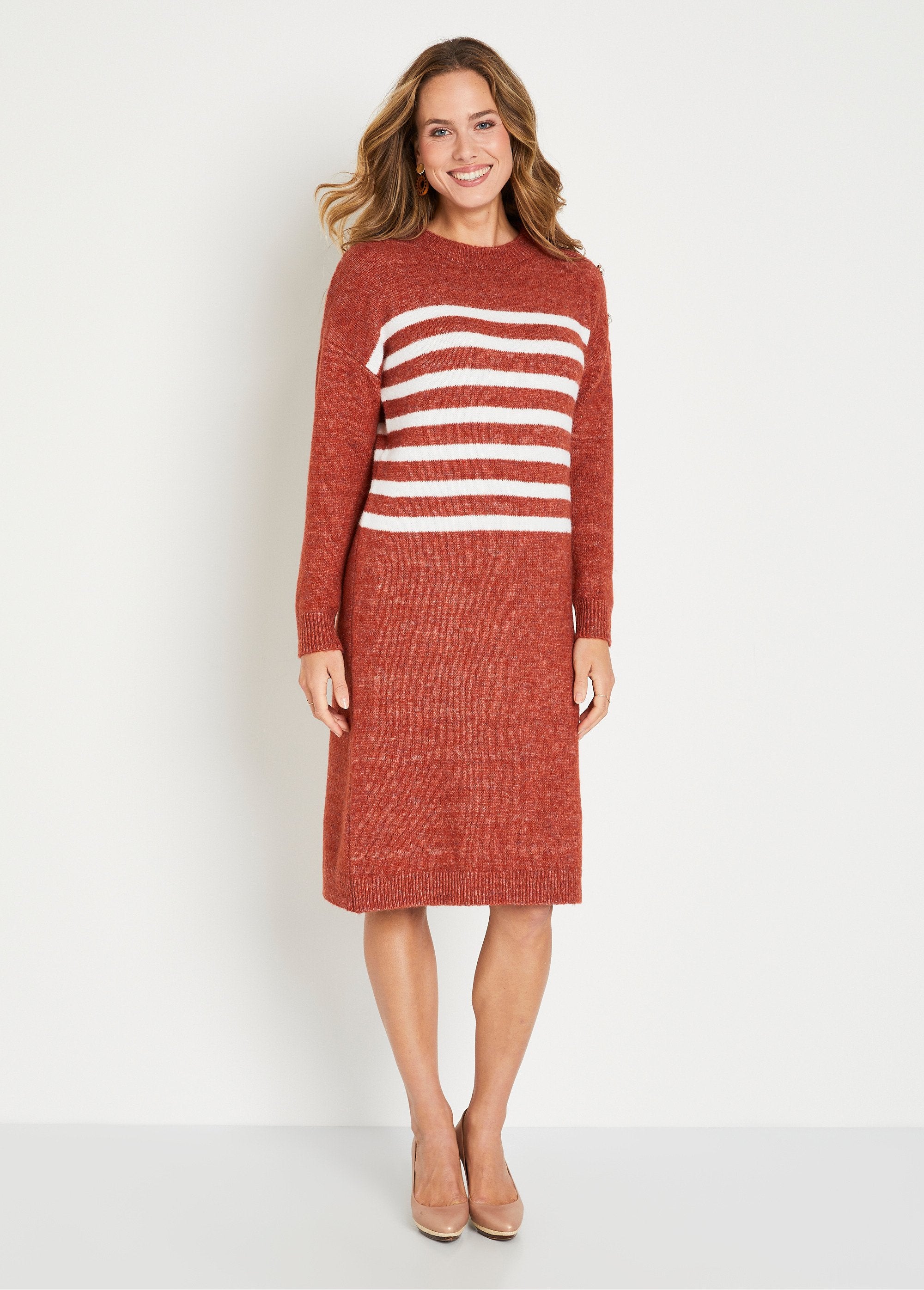 Abito_corto_in_maglia_di_jersey_Orange_et_ecru_FA1_slim