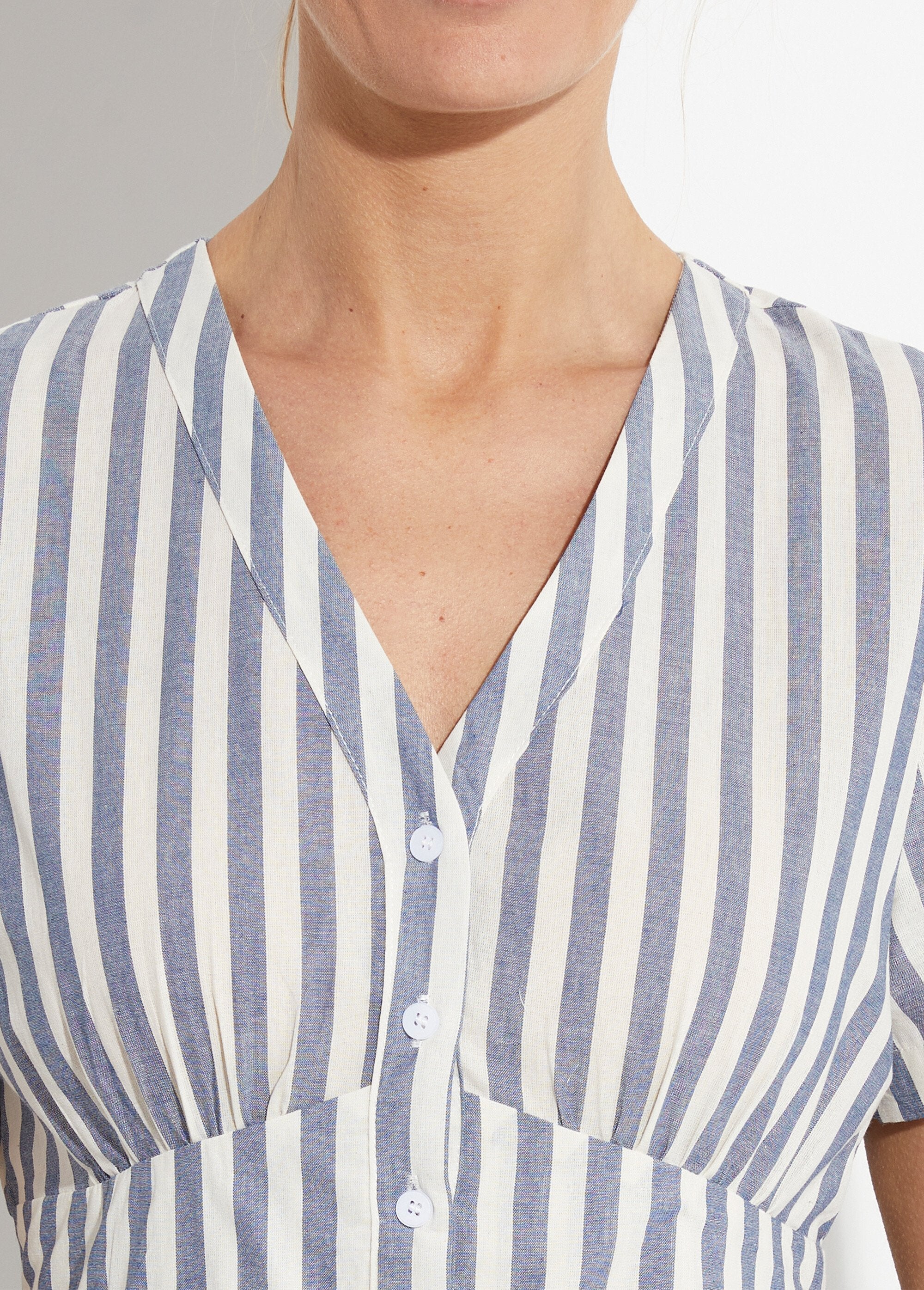 Abito_a_vita_alta_a_righe_in_puro_cotone_Bleu_raye_DE1_slim