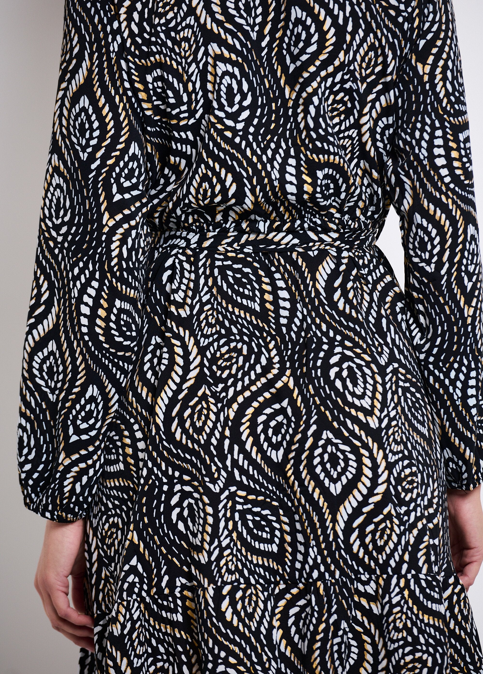 Abito_corto_stampato_con_cintura_in_vita_Noir_et_blanc__DE2_slim