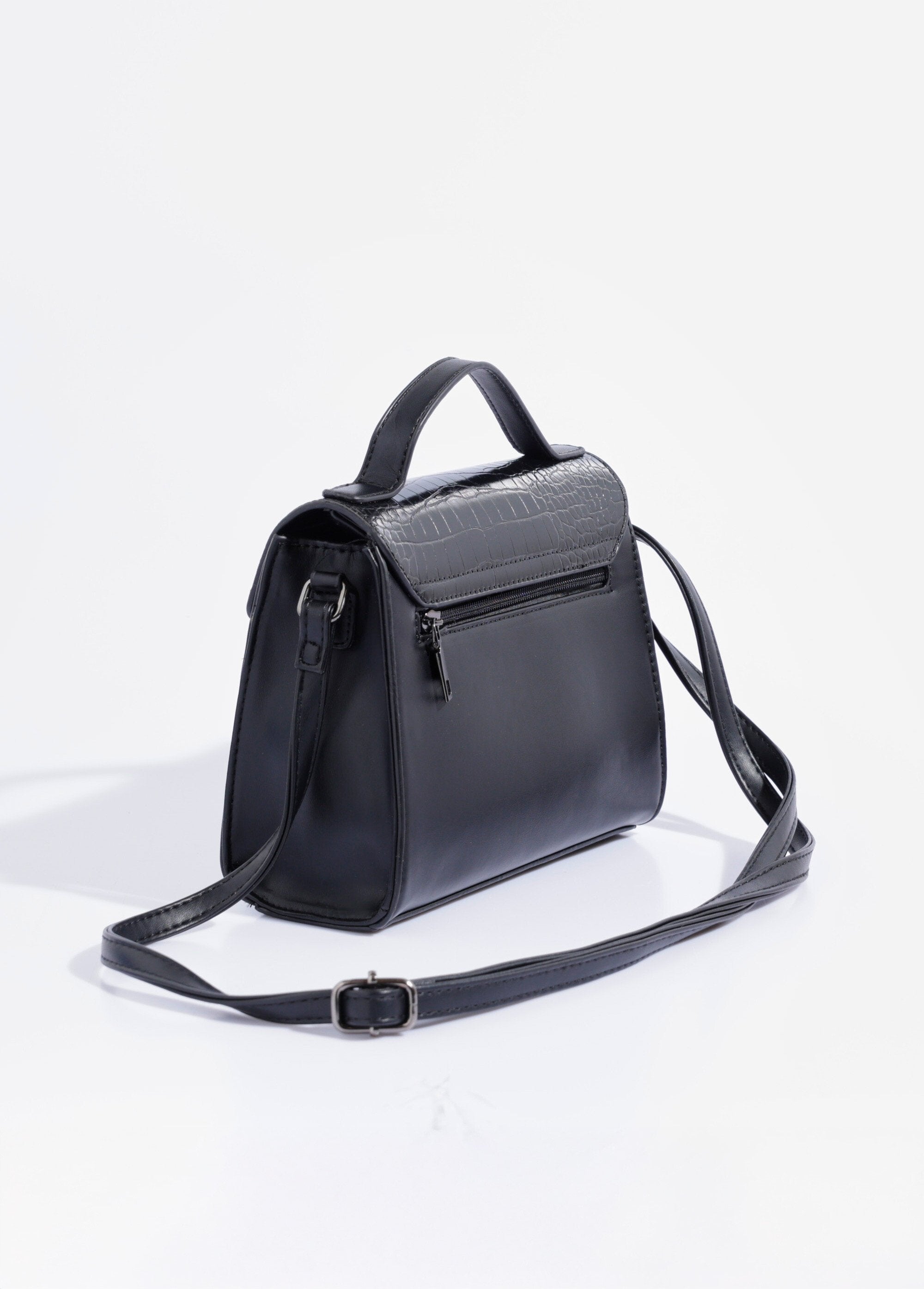 Borsa_a_mano_in_look_rettile,_manico_corto_Noir_DO1_slim