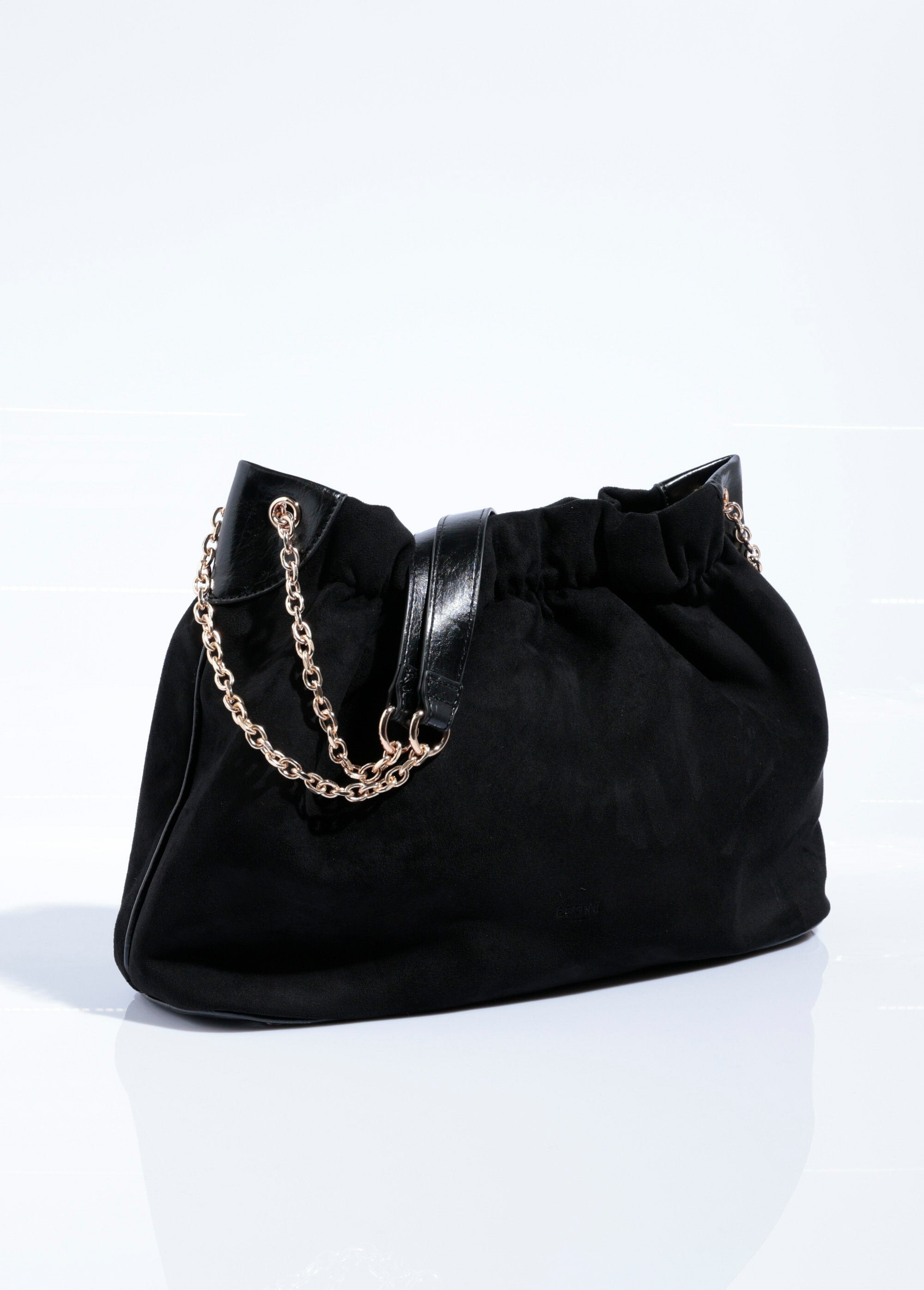 Borsa_chic_in_pelle_scamosciata_plissettata_con_tracolla_in_metallo_Noir_DO1_slim