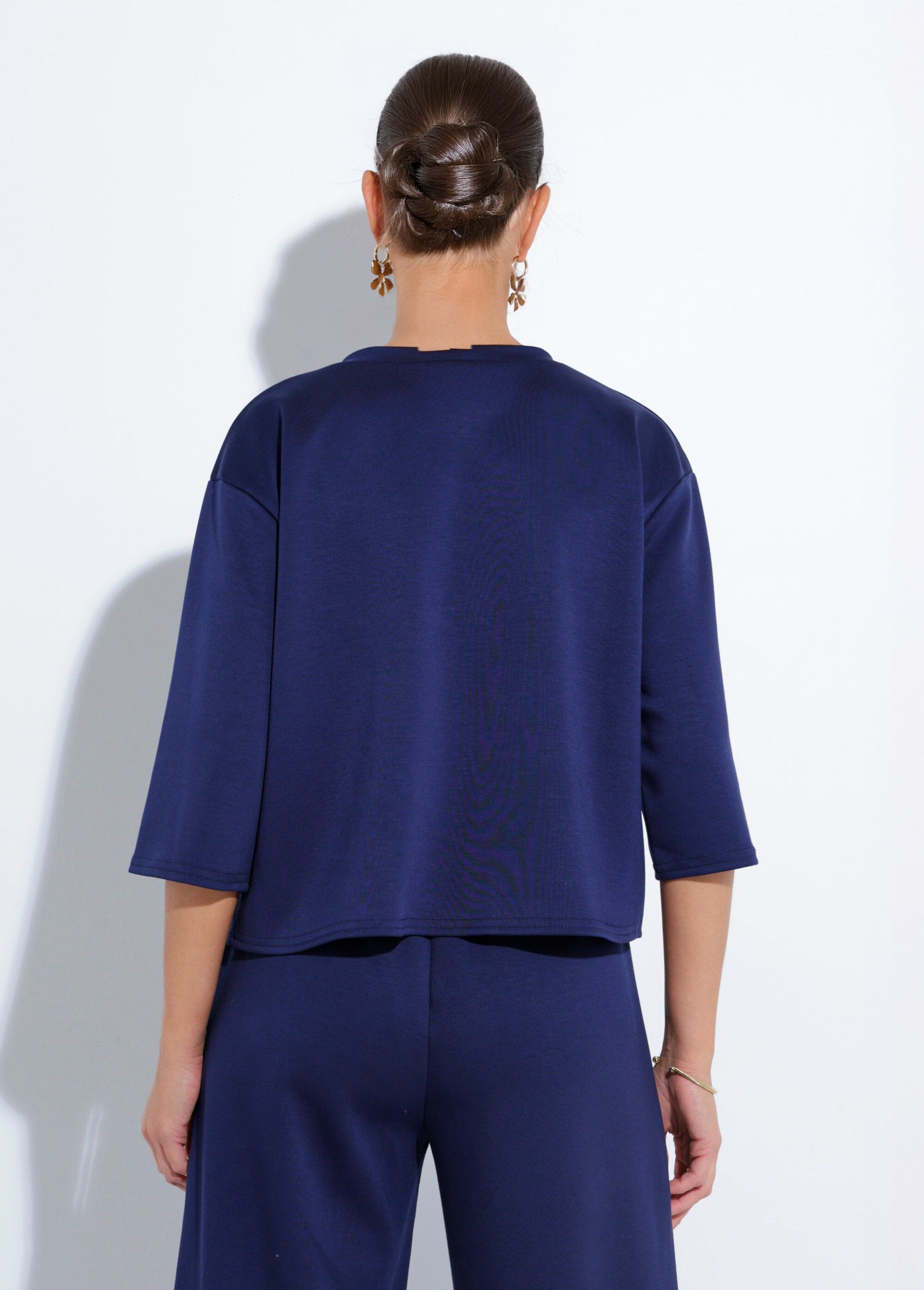 Felpa_comfort_fit_con_maniche_a_3/4_Marine_DO1_slim