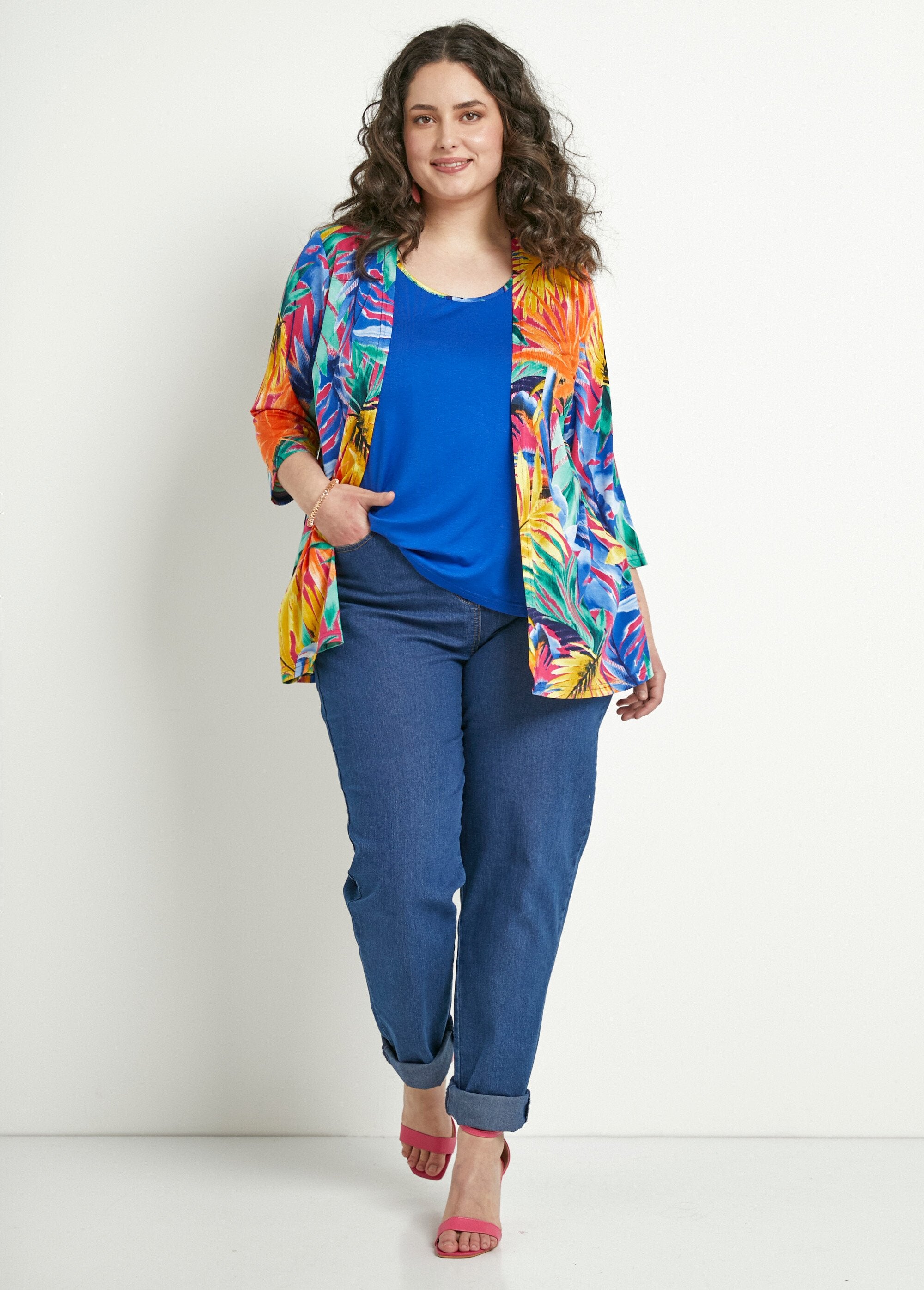 T-shirt_lunga_2_in_1_con_stampa_tropicale_Multicolore_SF1_curvy