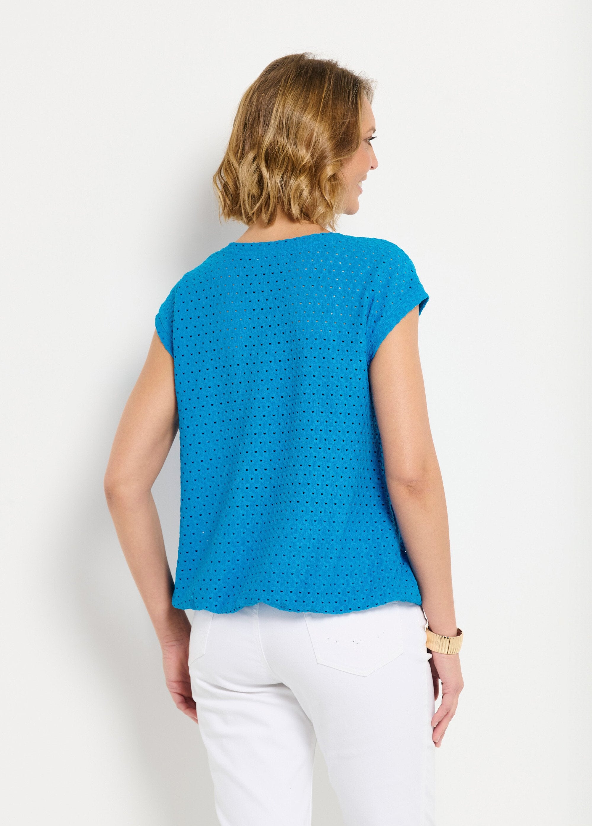 T-shirt_corta_e_sciolta_con_scollo_a_V_Turquoise_DO1_slim