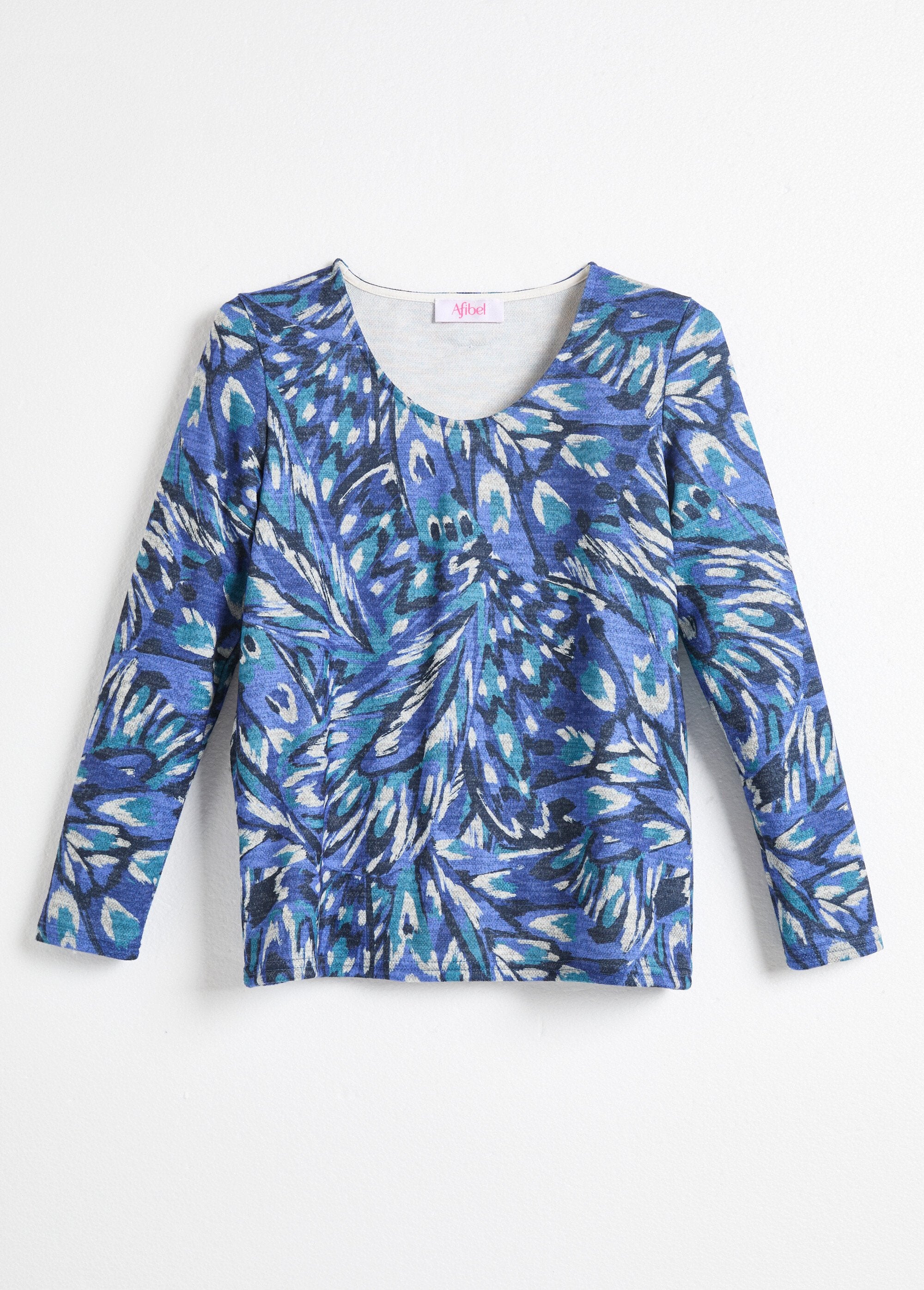 Calda_T-shirt_stampata_con_scollo_rotondo_Imprime_bleu_AP1_slim