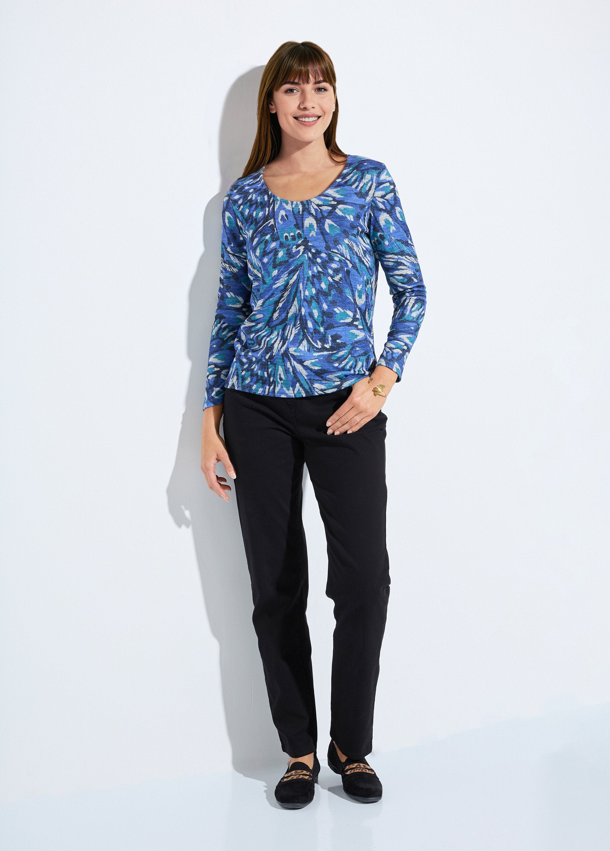 Calda_T-shirt_stampata_con_scollo_rotondo_Imprime_bleu_SF1_slim