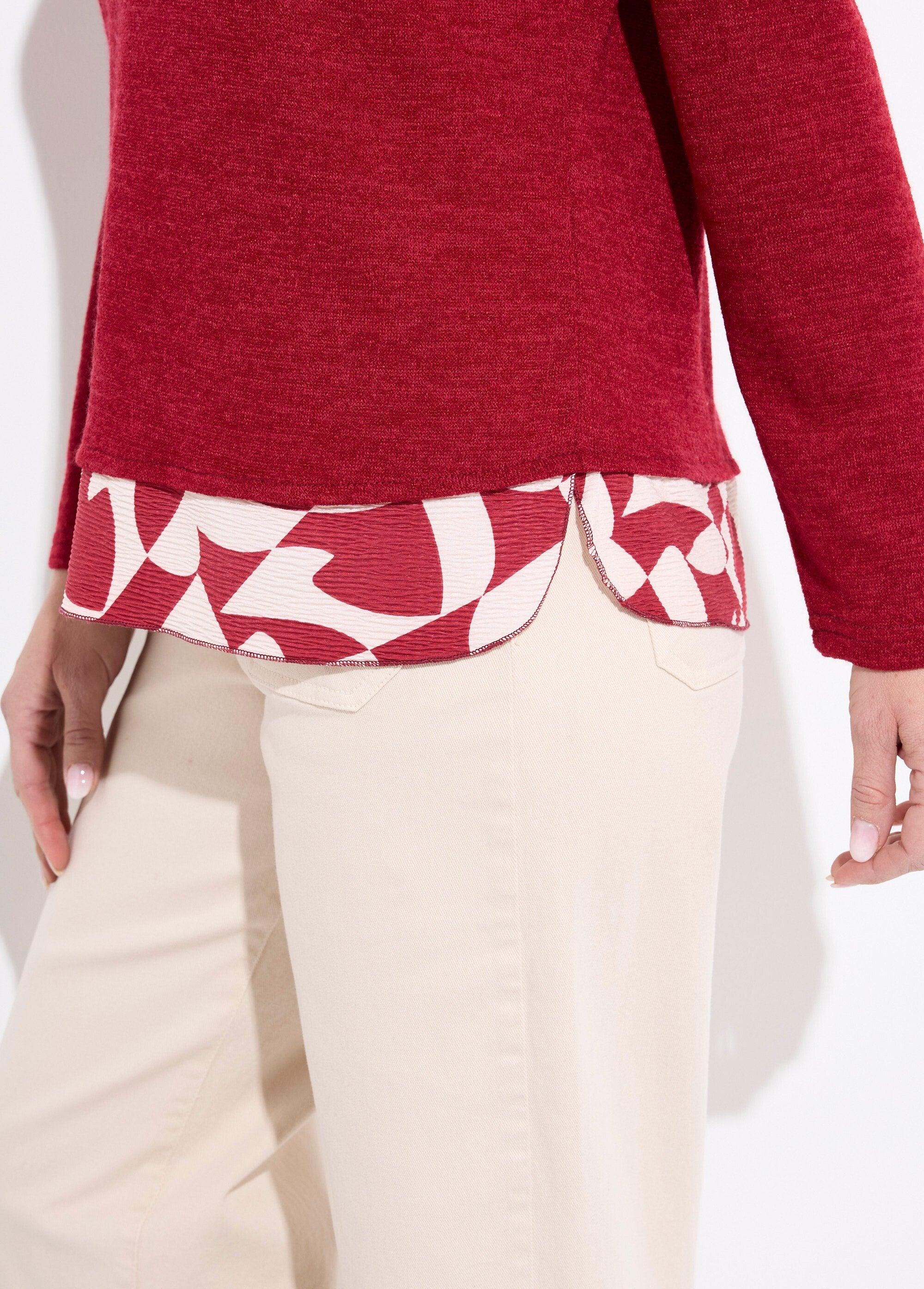 Calda_T-shirt_a_maniche_lunghe_effetto_2_in_1_Bordeaux_DE1_slim