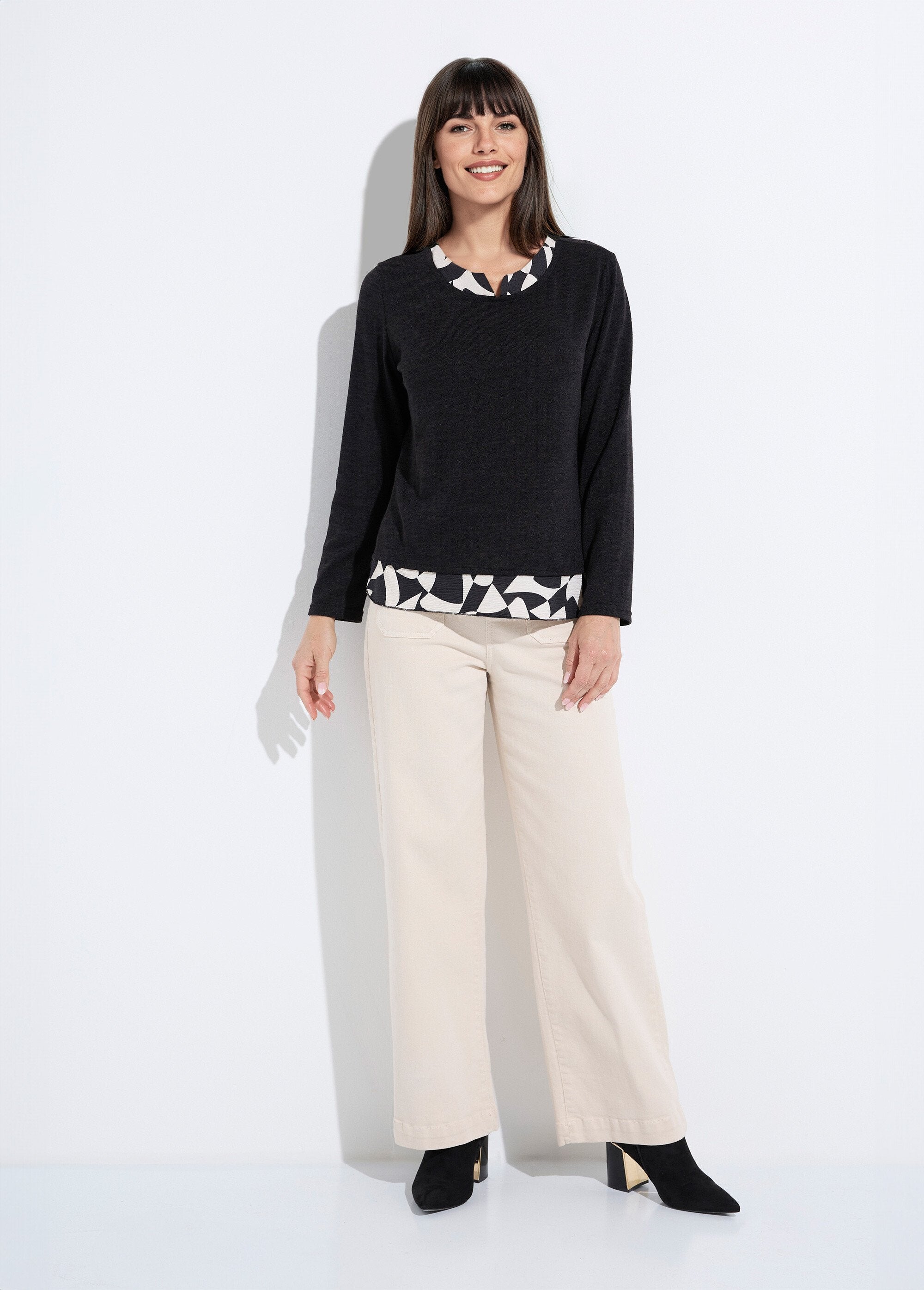 Calda_T-shirt_a_maniche_lunghe_effetto_2_in_1_Noir_SF1_slim