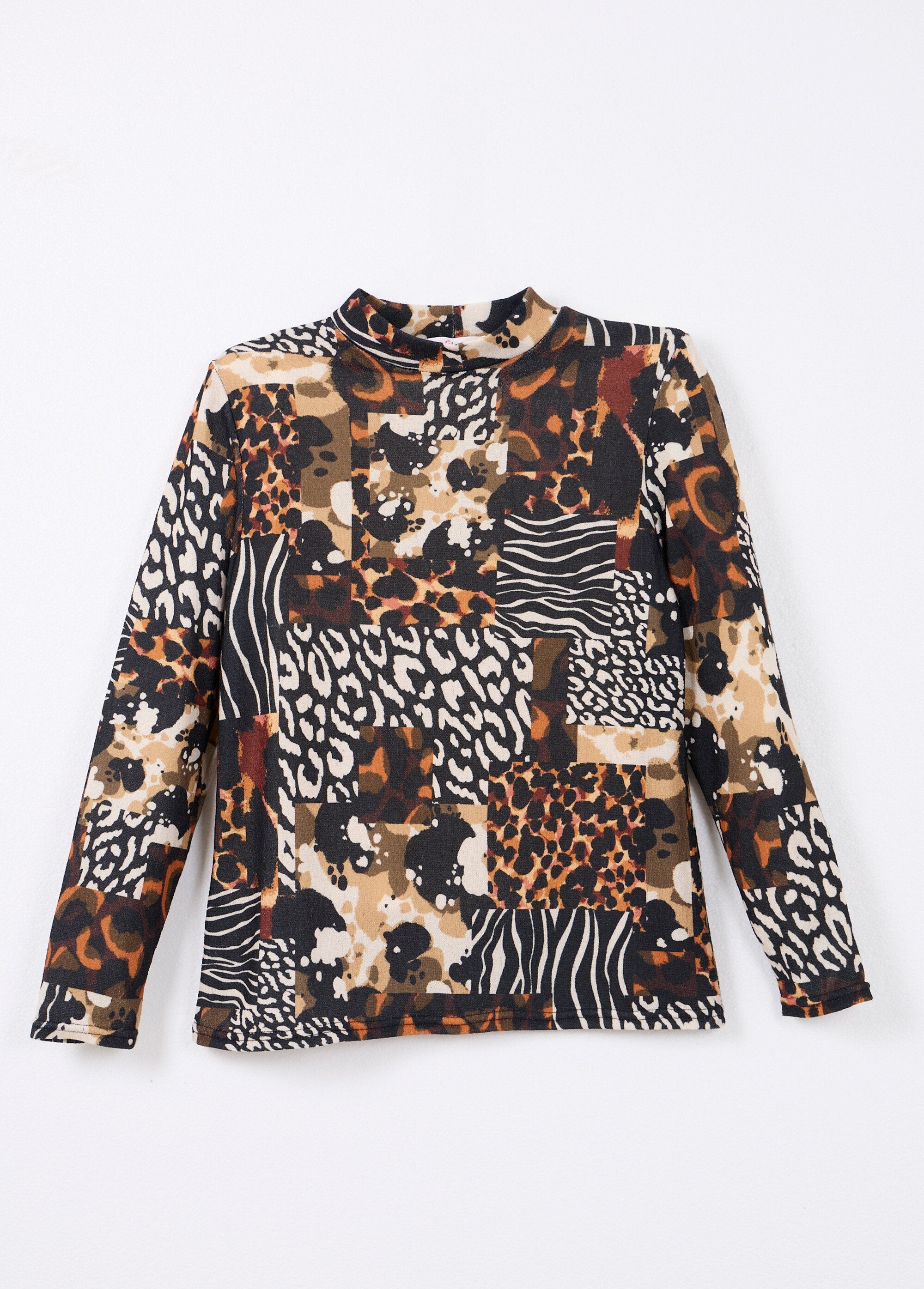 Maglietta_con_collo_alto_e_stampa_animalier_Noir_et_orange_AP1_slim