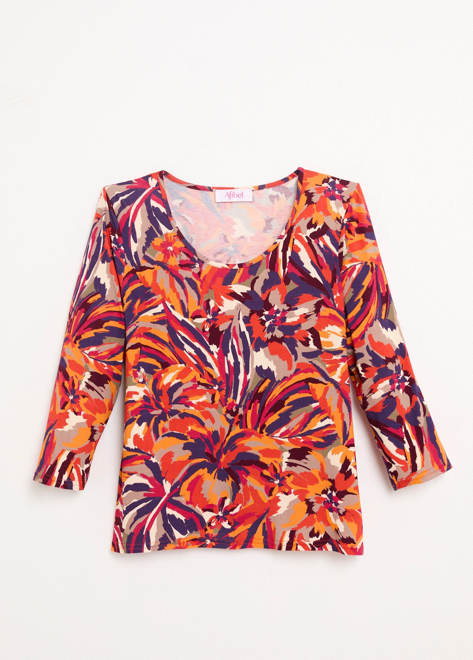 T-shirt_stampata_con_scollo_rotondo_e_maniche_a_3/4_Imprime_miel_AP1_slim