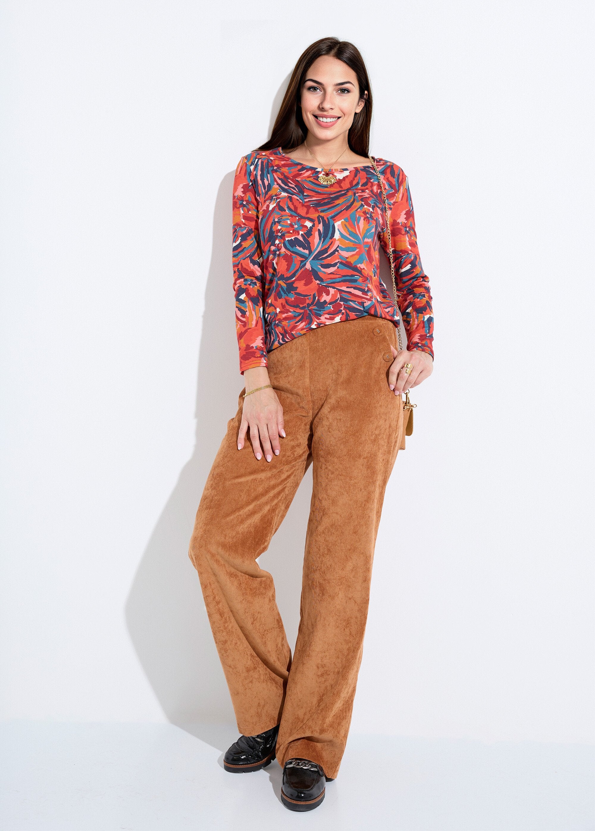 T-shirt_floreale_a_maniche_lunghe_con_scollo_rotondo_Imprime_tomette_SF1_slim