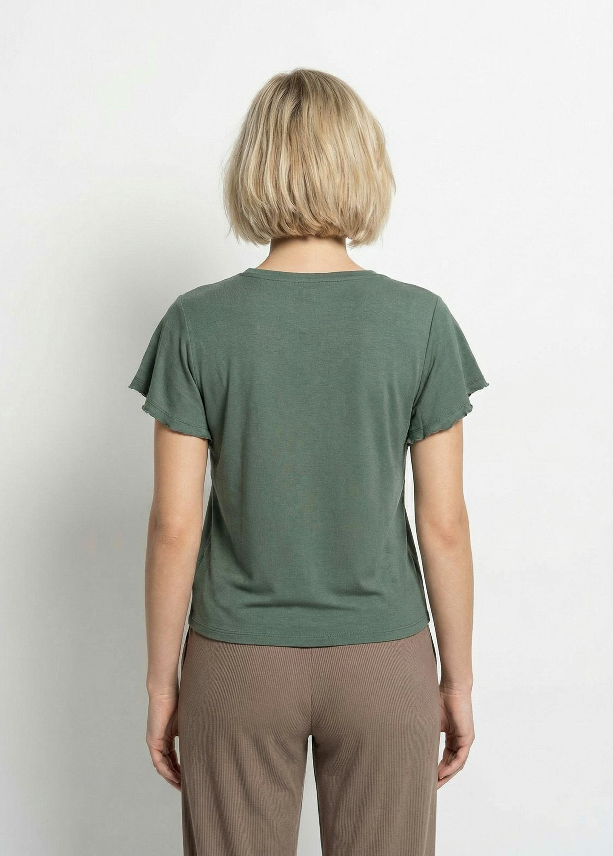 T-shirt_in_jersey_a_coste_con_scollo_a_V,_Essentiel_Kaki_DO1_slim