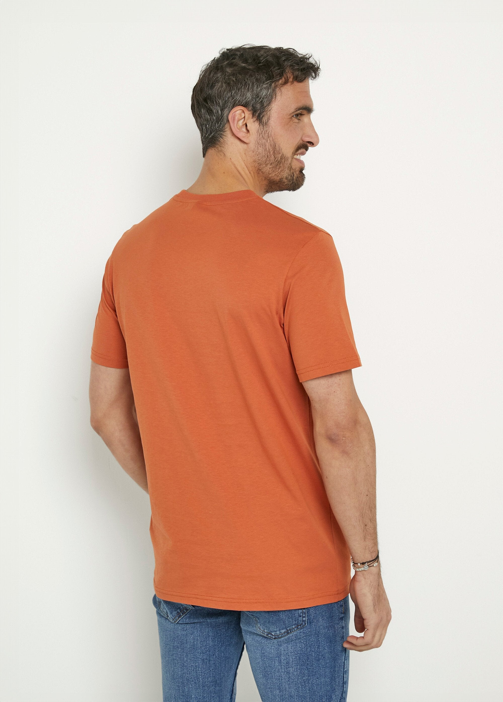 T-shirt_in_cotone_a_maniche_corte_con_scollo_rotondo_Orange_DO1_slim