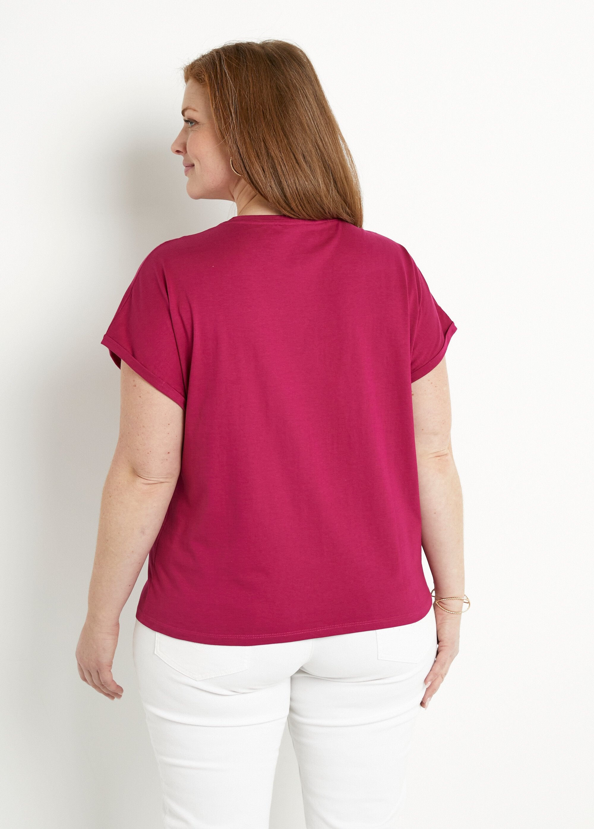 T-shirt_in_cotone_tinta_unita_con_paillettes,_maniche_corte_Cassis_DO1_curvy