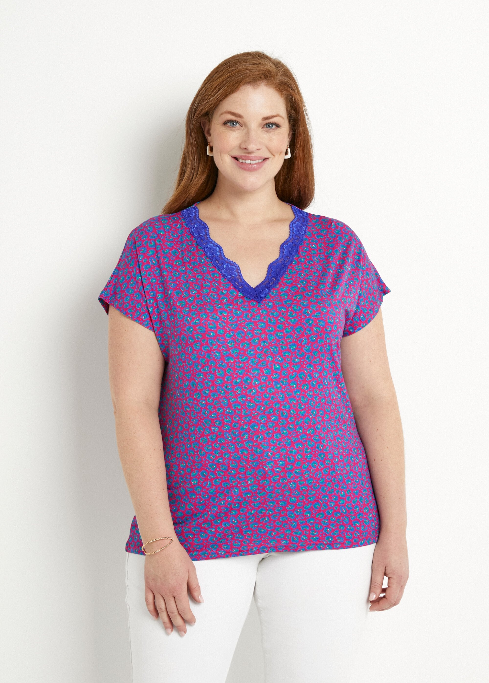 T-shirt_corta_in_pizzo_elasticizzato_Fond_fuchsia_FA1_curvy