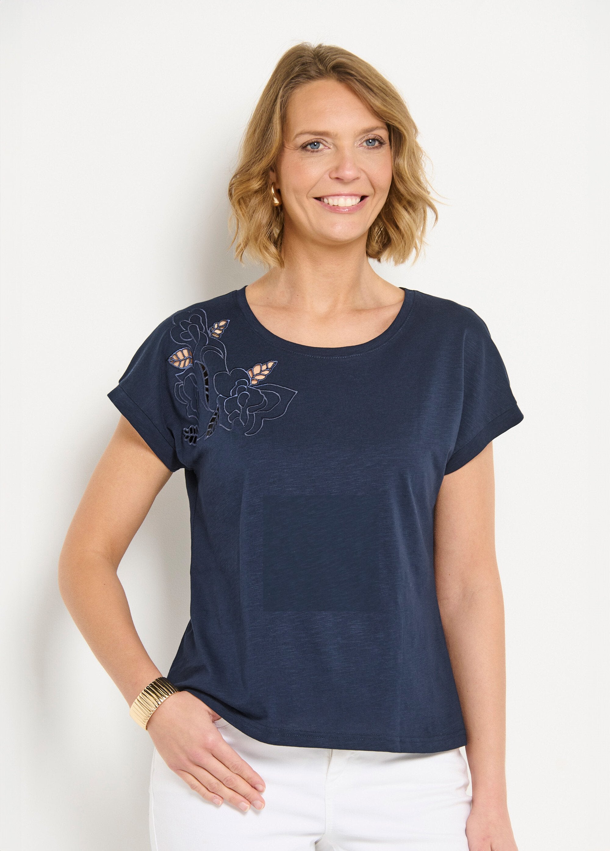 T-shirt_a_manica_corta_ricamata_a_tinta_unita_Marine_FA1_slim