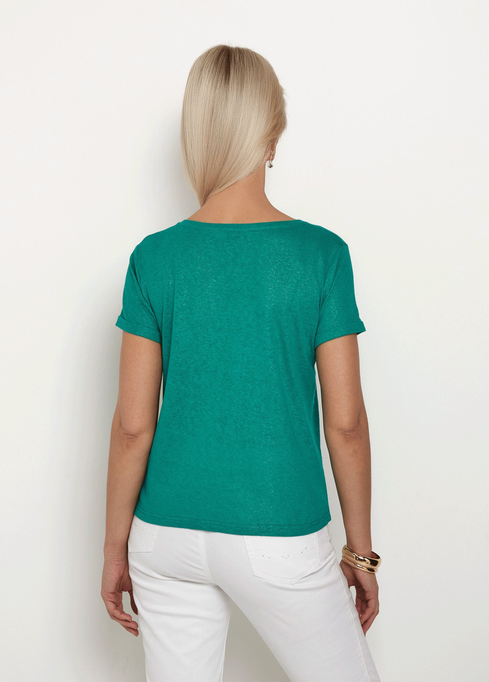 T-shirt_in_maglia_metallica,_cotone_e_lino_Vert_DO1_slim