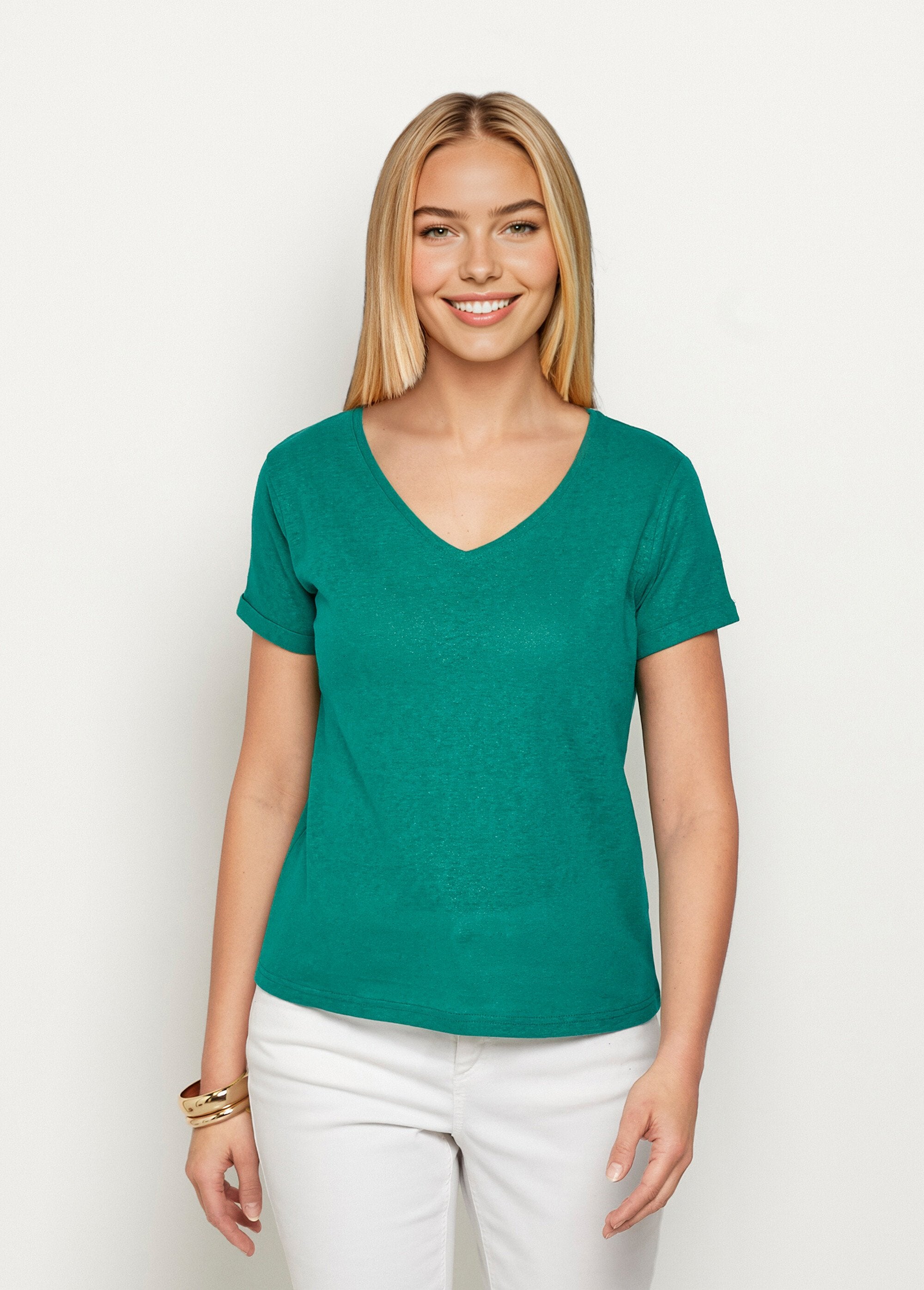 T-shirt_in_maglia_metallica,_cotone_e_lino_Vert_FA1_slim