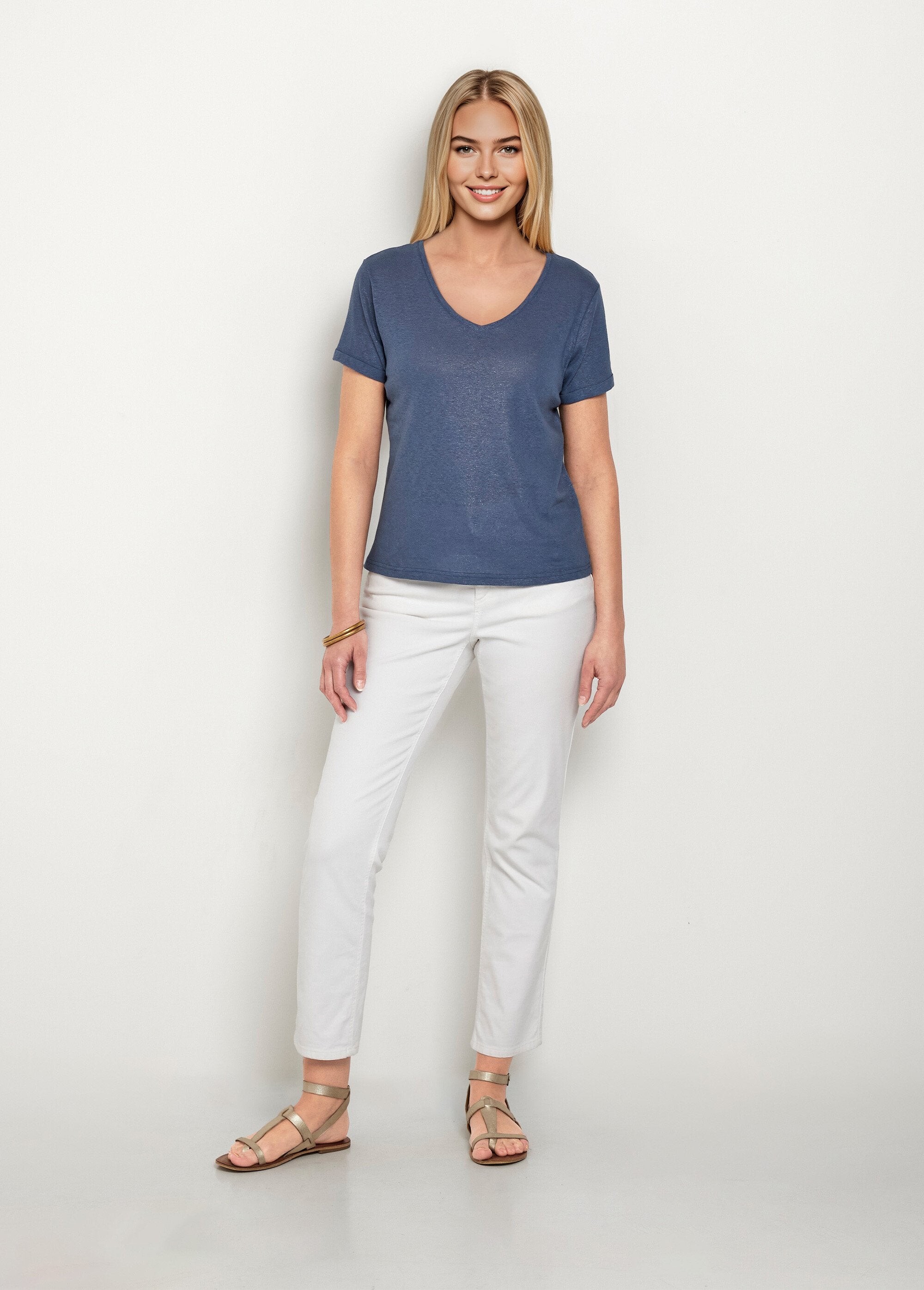 T-shirt_in_maglia_metallica,_cotone_e_lino_Bleu_SF1_slim