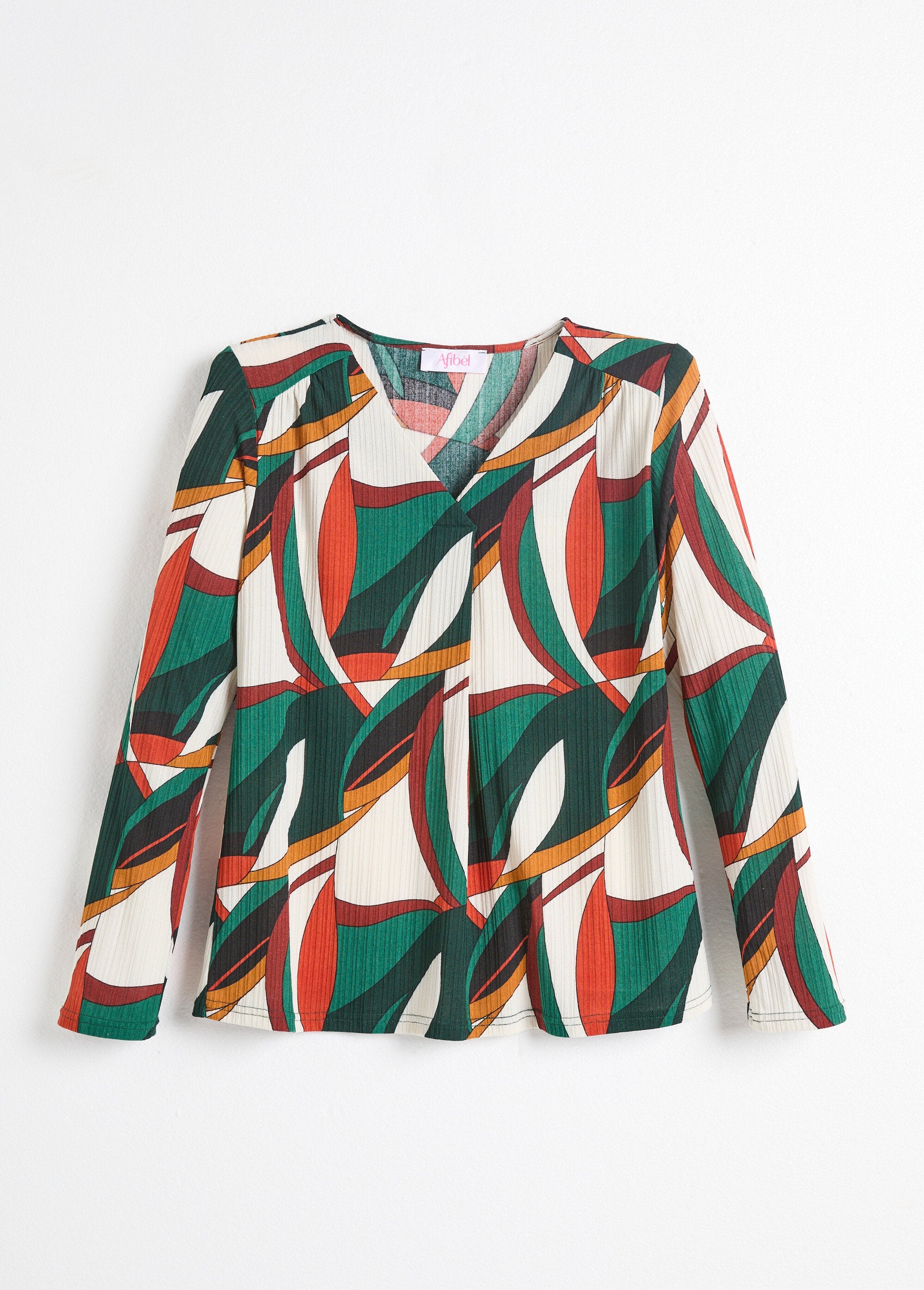 T-shirt_svasata_con_scollo_a_V_e_stampa_grafica_multicolore_Imprime_vert_AP1_slim