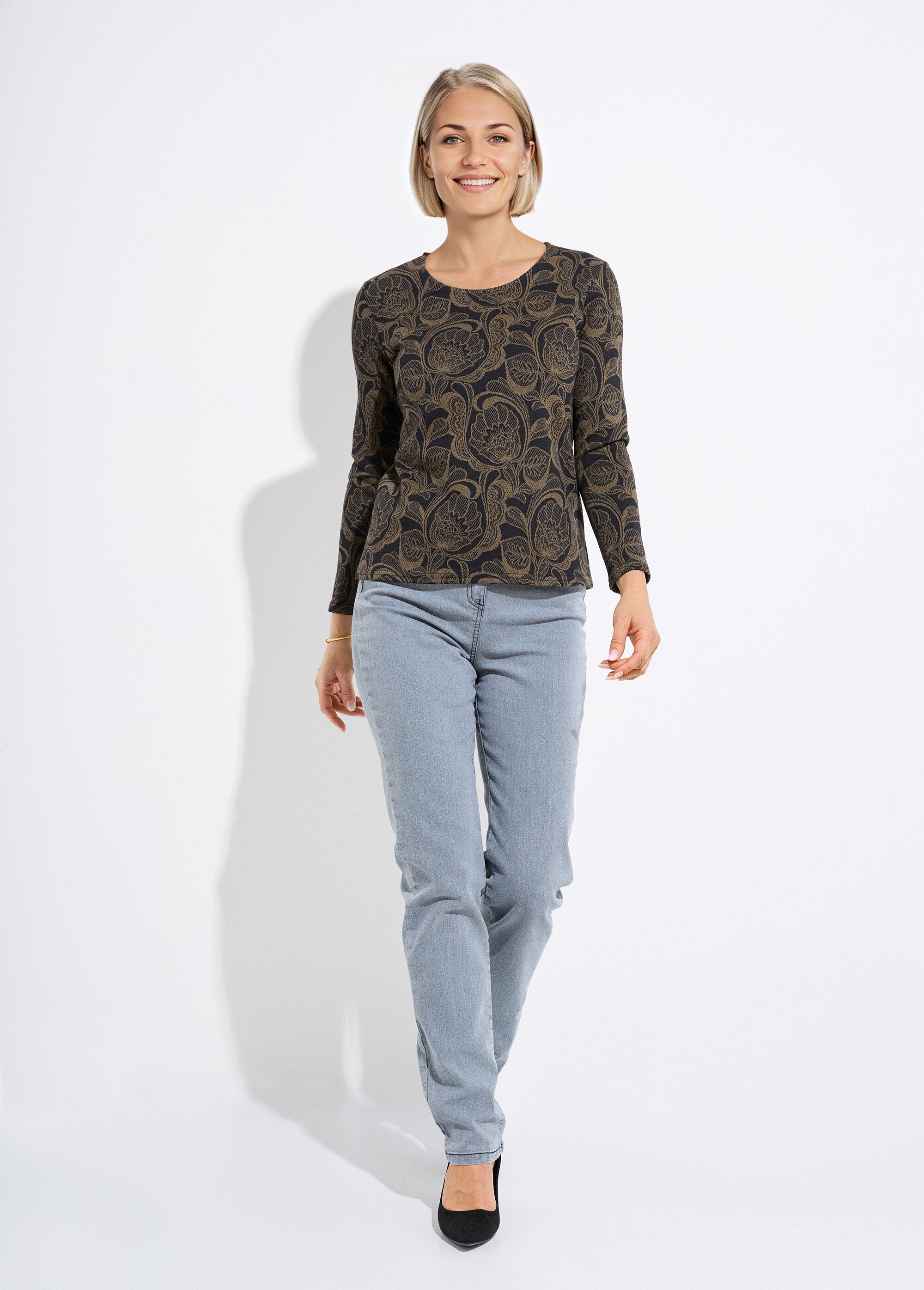 T-shirt_con_scollo_rotondo_in_jacquard_floreale_Noir_et_camel_SF1_slim