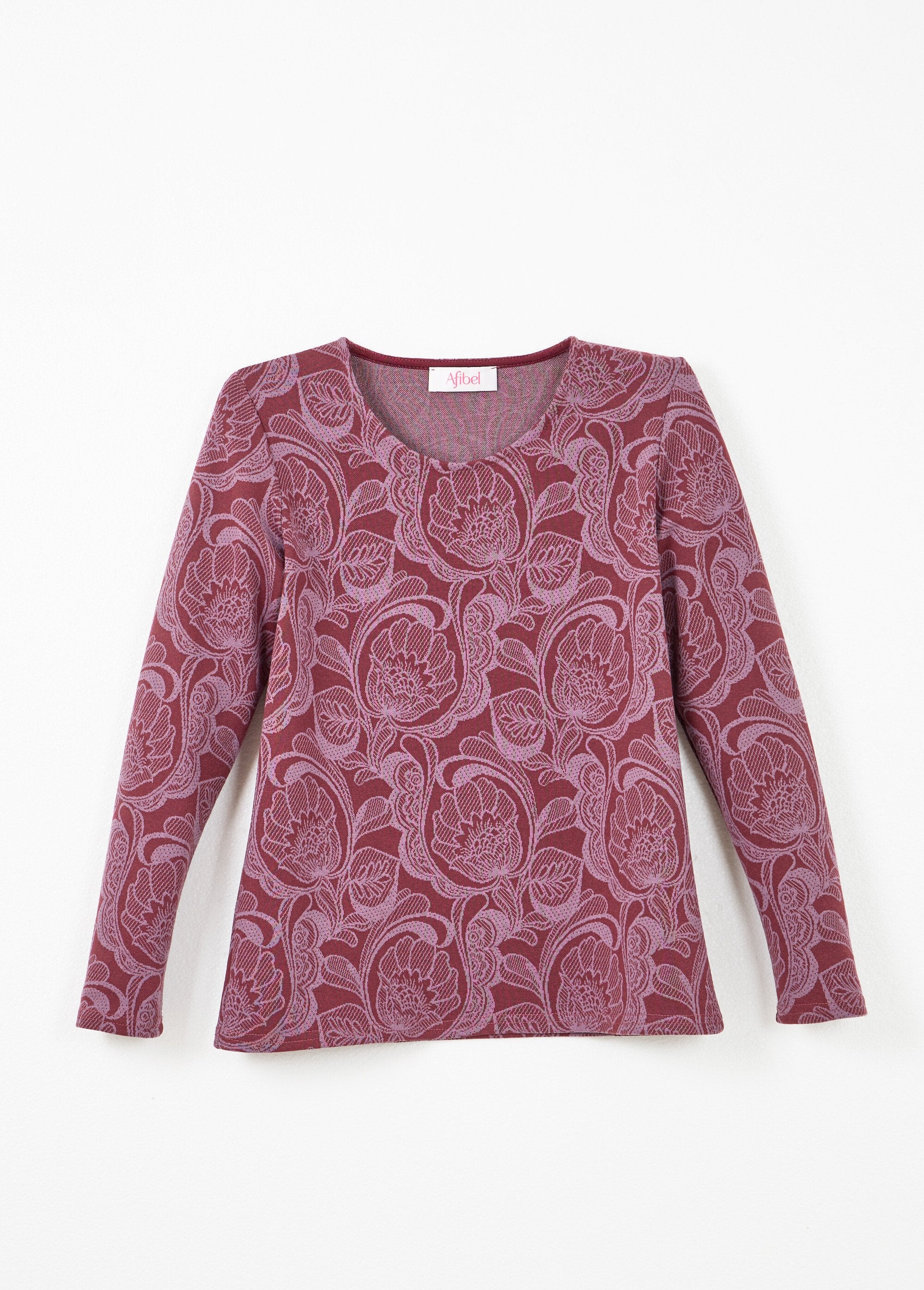 T-shirt_con_scollo_rotondo_in_jacquard_floreale_Bordeaux_et_rose_AP1_slim