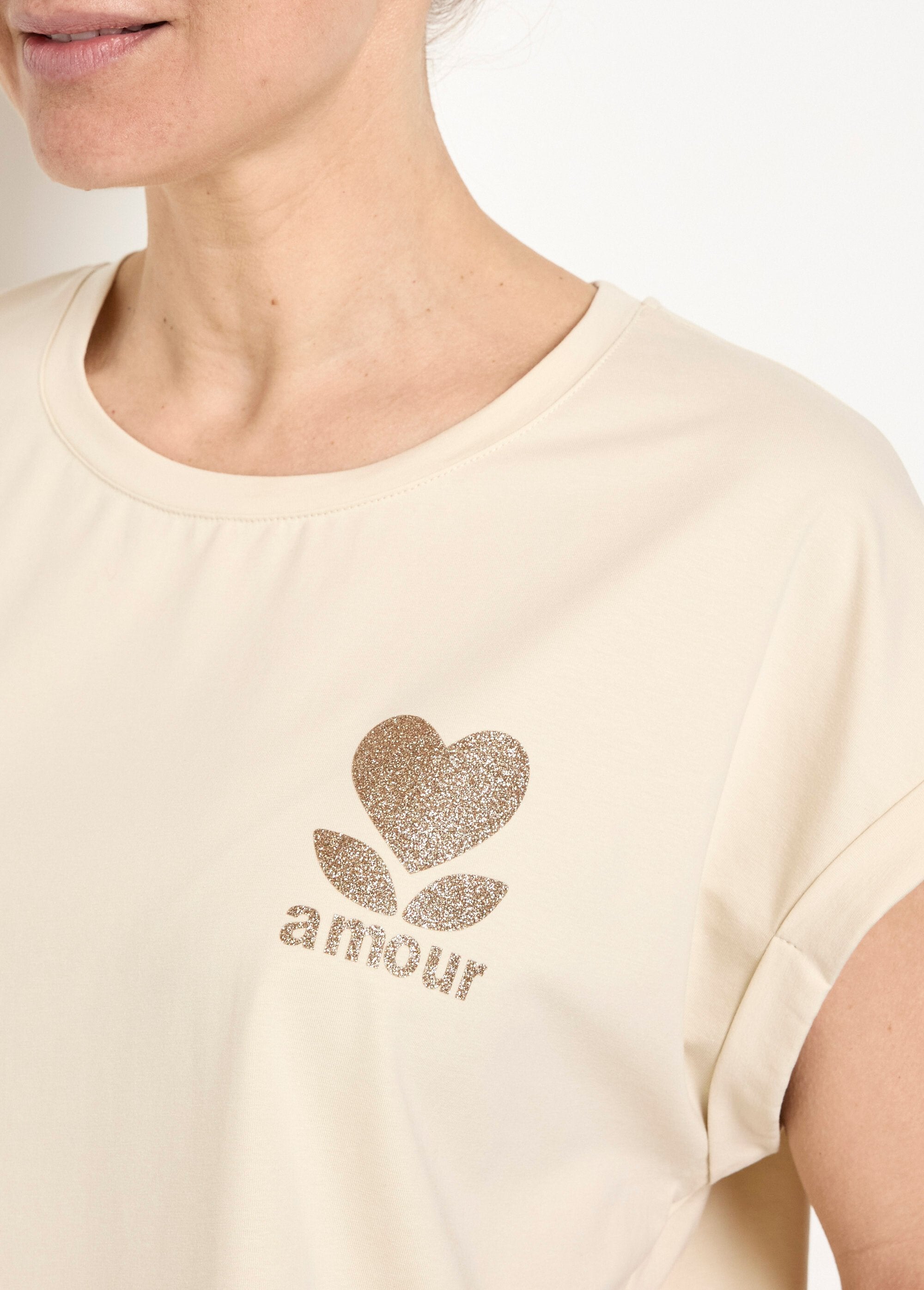 T-shirt_a_maniche_corte_con_messaggio_glitterato_Beige_DE1_slim