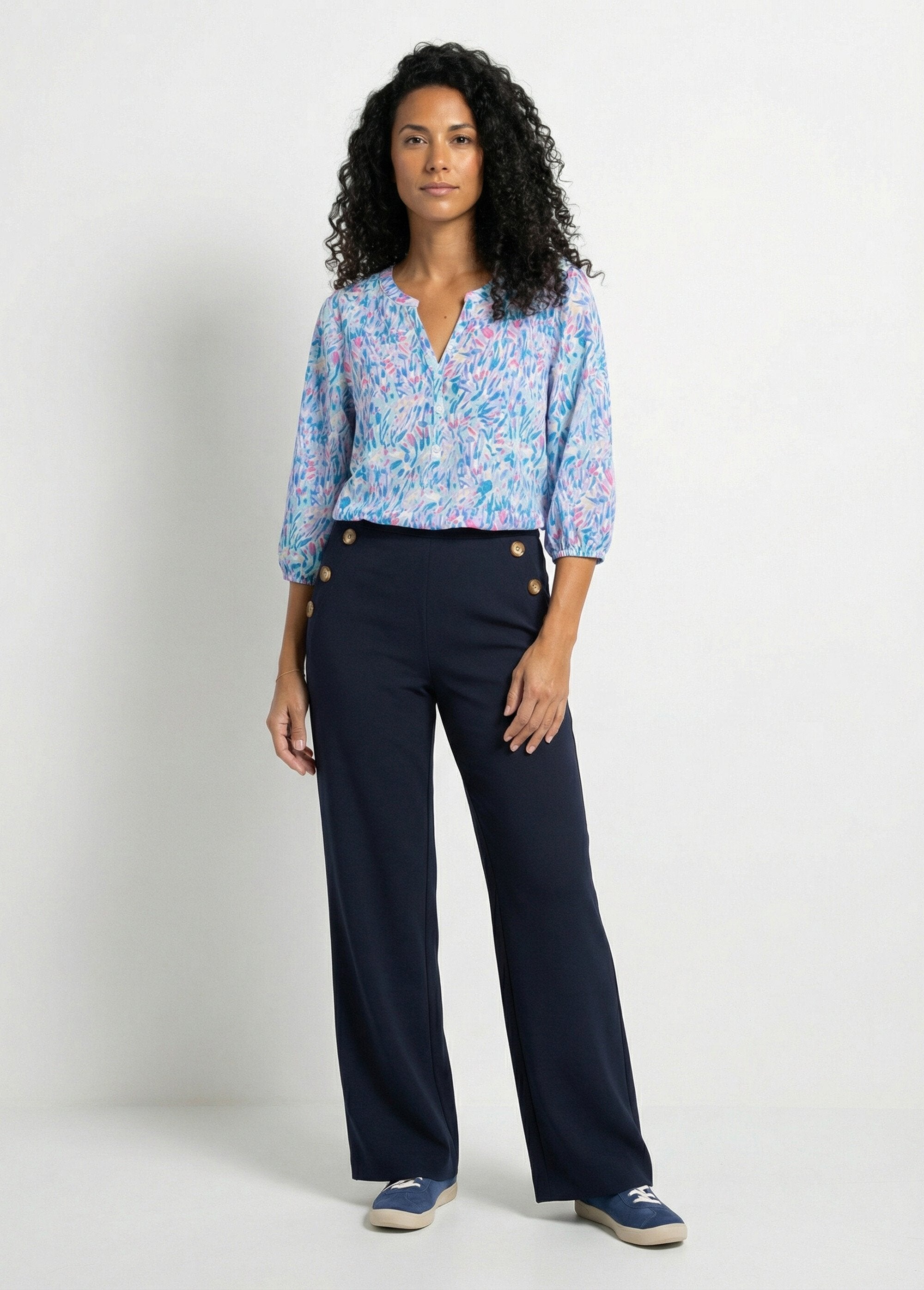 Tunica_ampia_lunga_stampata_con_maniche_a_3/4_Imprime_bleu_SF1_slim