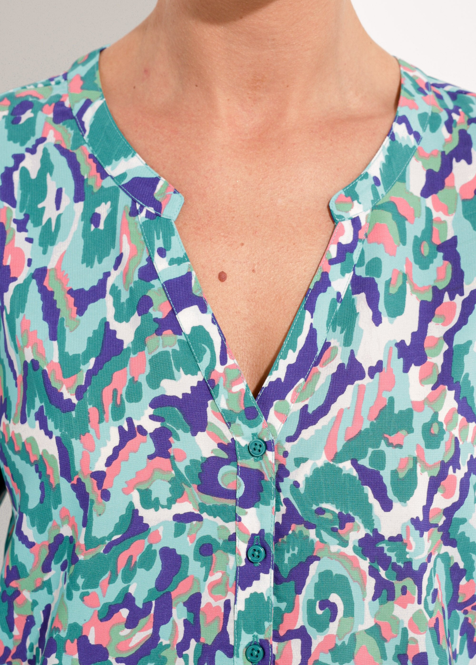 Tunica_ampia_lunga_stampata_con_maniche_a_3/4_Imprime_vert_DE1_slim