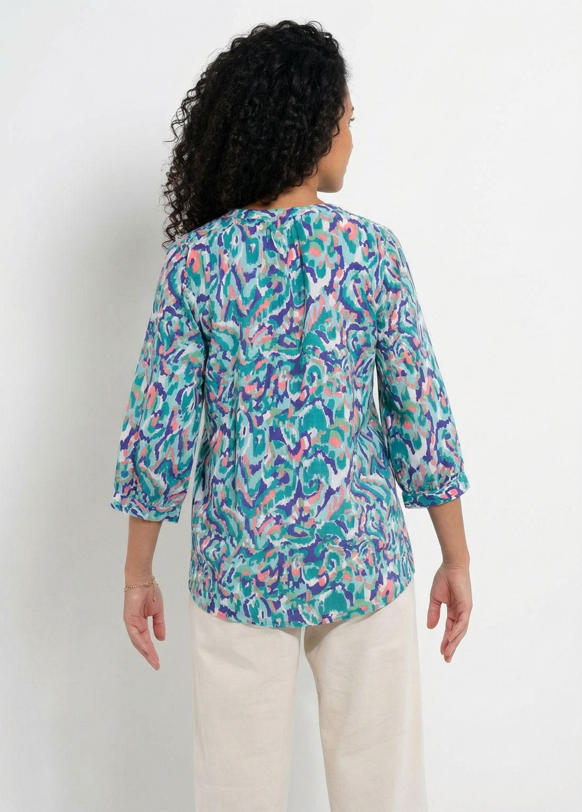 Tunica_ampia_lunga_stampata_con_maniche_a_3/4_Imprime_vert_DO1_slim