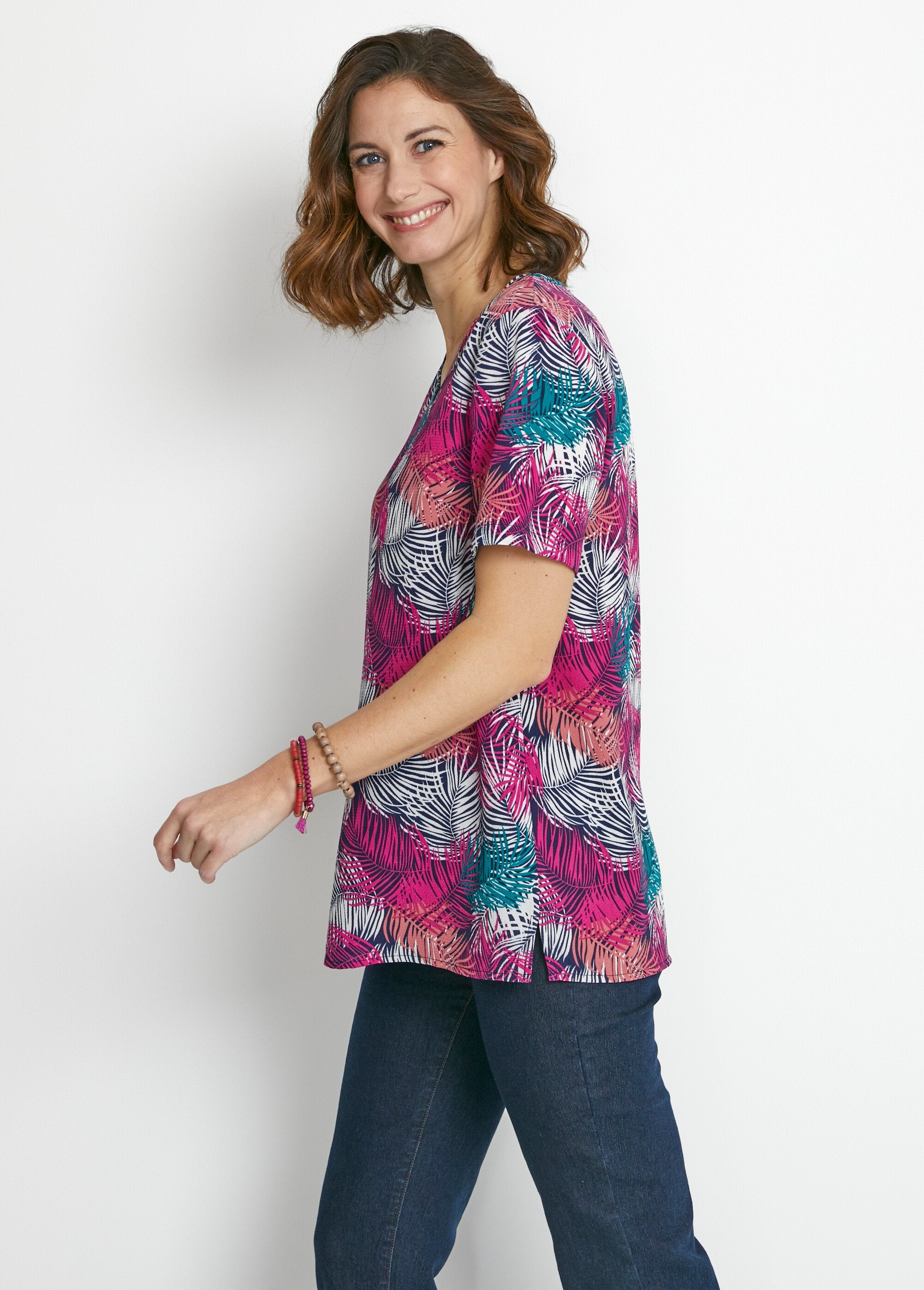 Tunica_aderente_di_media_lunghezza_in_tessuto_crepe_Vert_et_fuchsia_DR1_slim