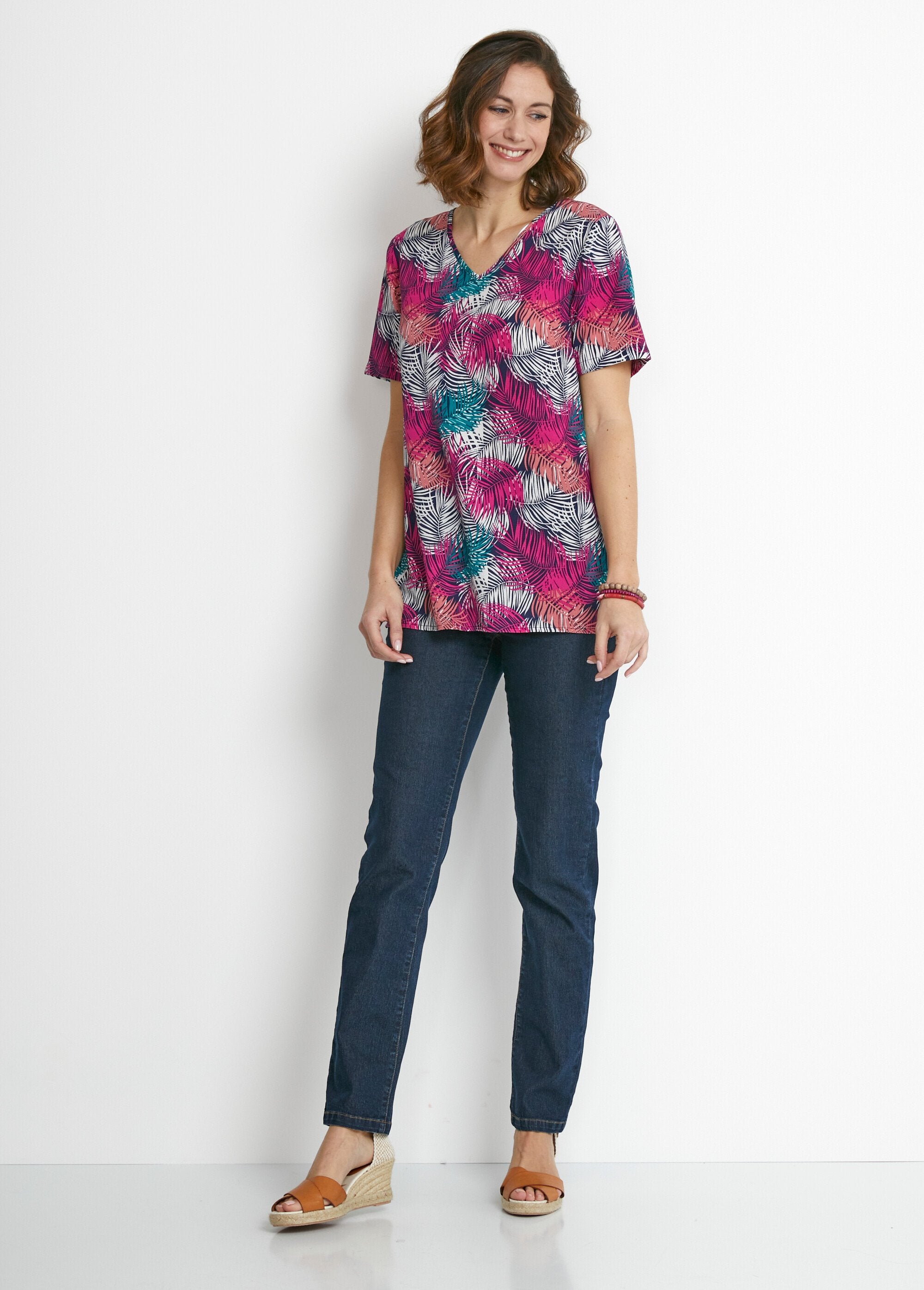 Tunica_aderente_di_media_lunghezza_in_tessuto_crepe_Vert_et_fuchsia_SF1_slim