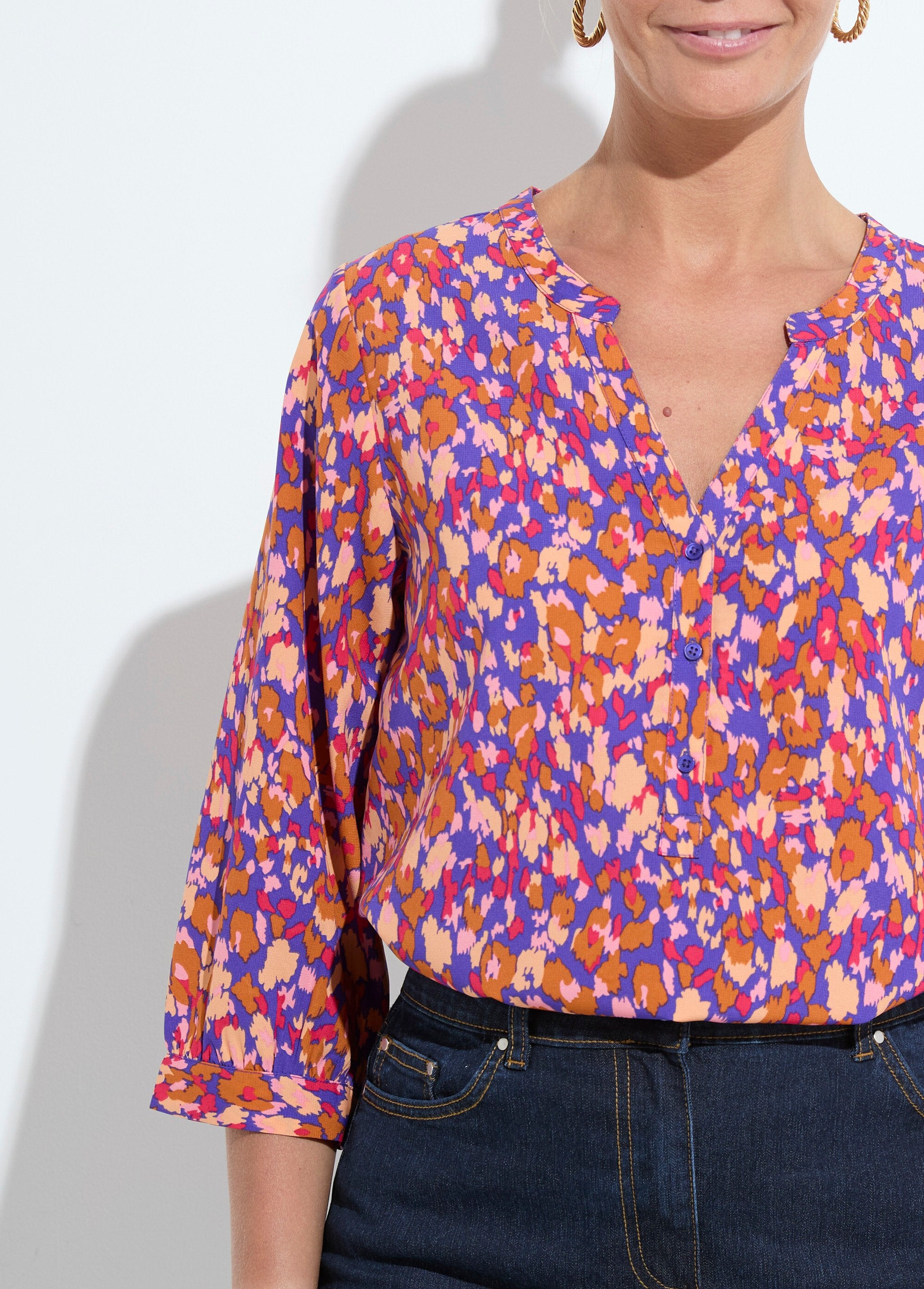 Tunica_lunga_con_maniche_a_3/4_e_bottoni_Marine_et_ocre_DE1_slim